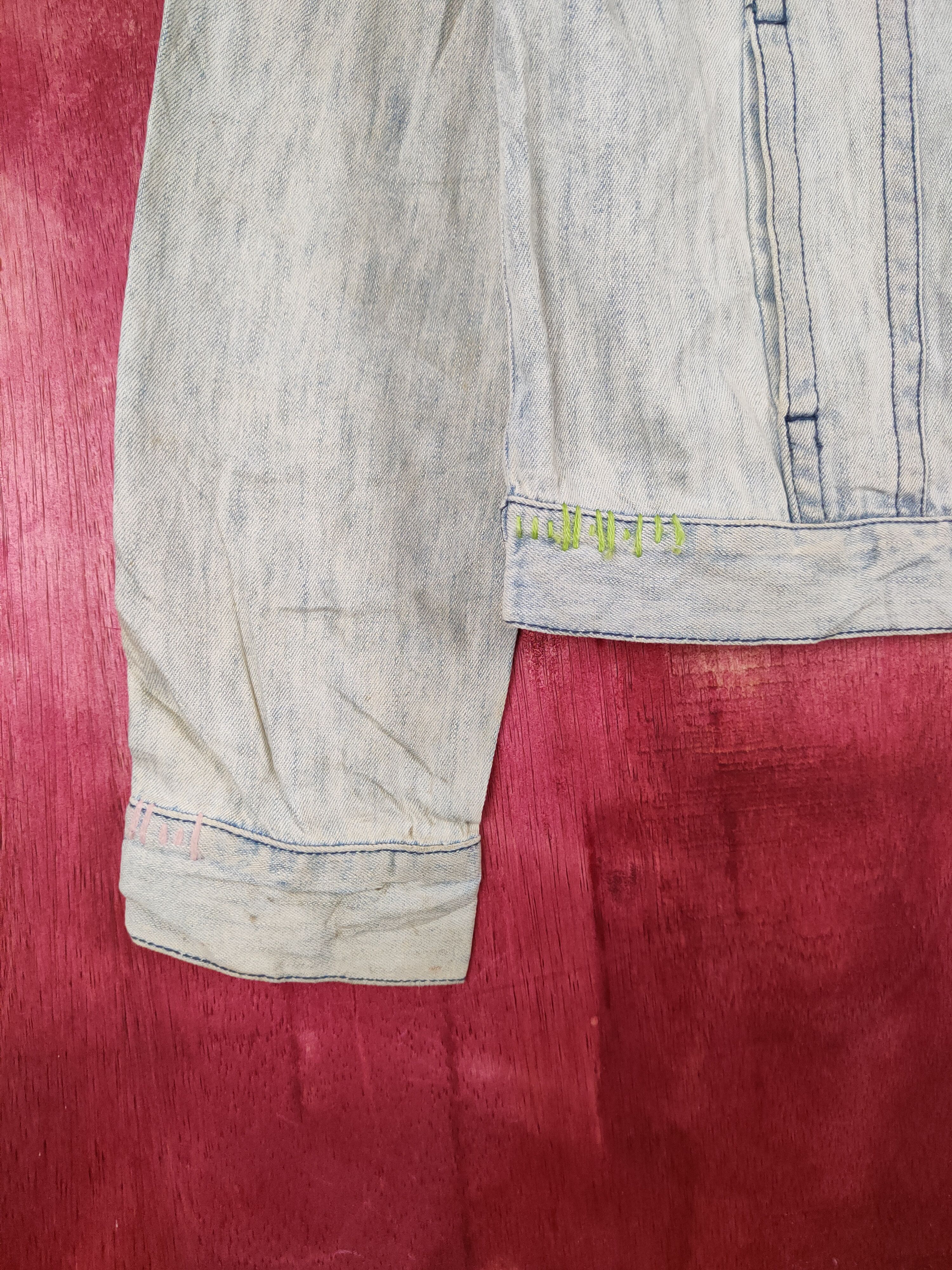 Japanese Brand Popsycham patchwork Blue Faded Denim Jackets #S644 Size S / US 4 / IT 40 - 5 Thumbnail