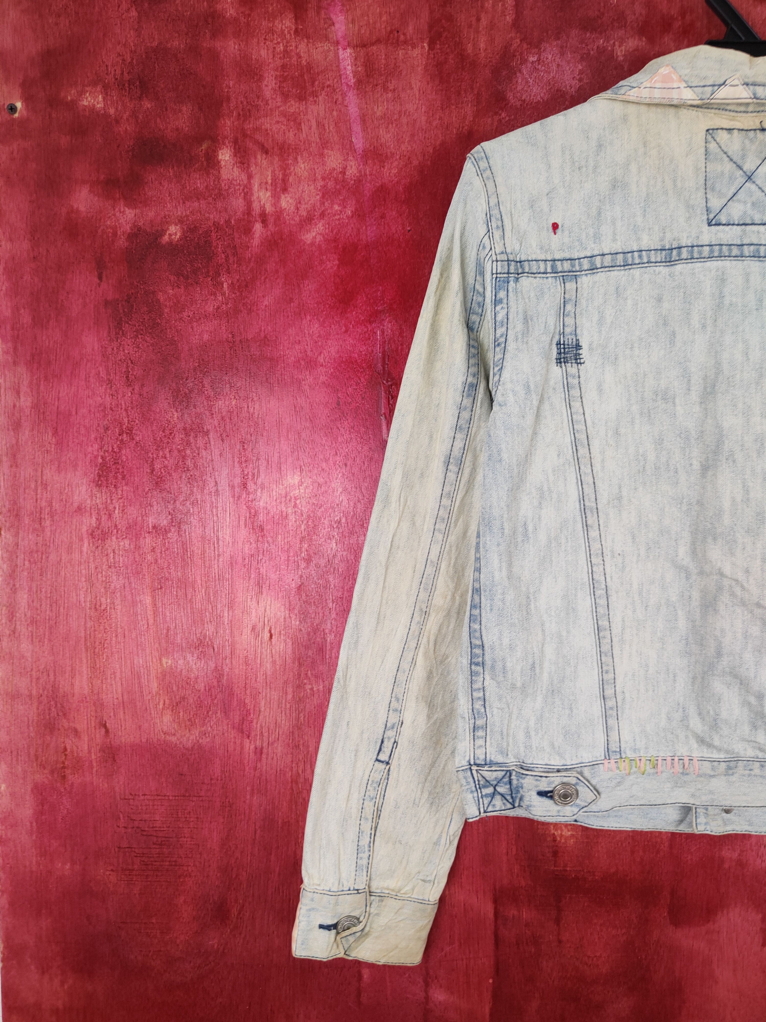 Japanese Brand Popsycham patchwork Blue Faded Denim Jackets #S644 Size S / US 4 / IT 40 - 13 Thumbnail
