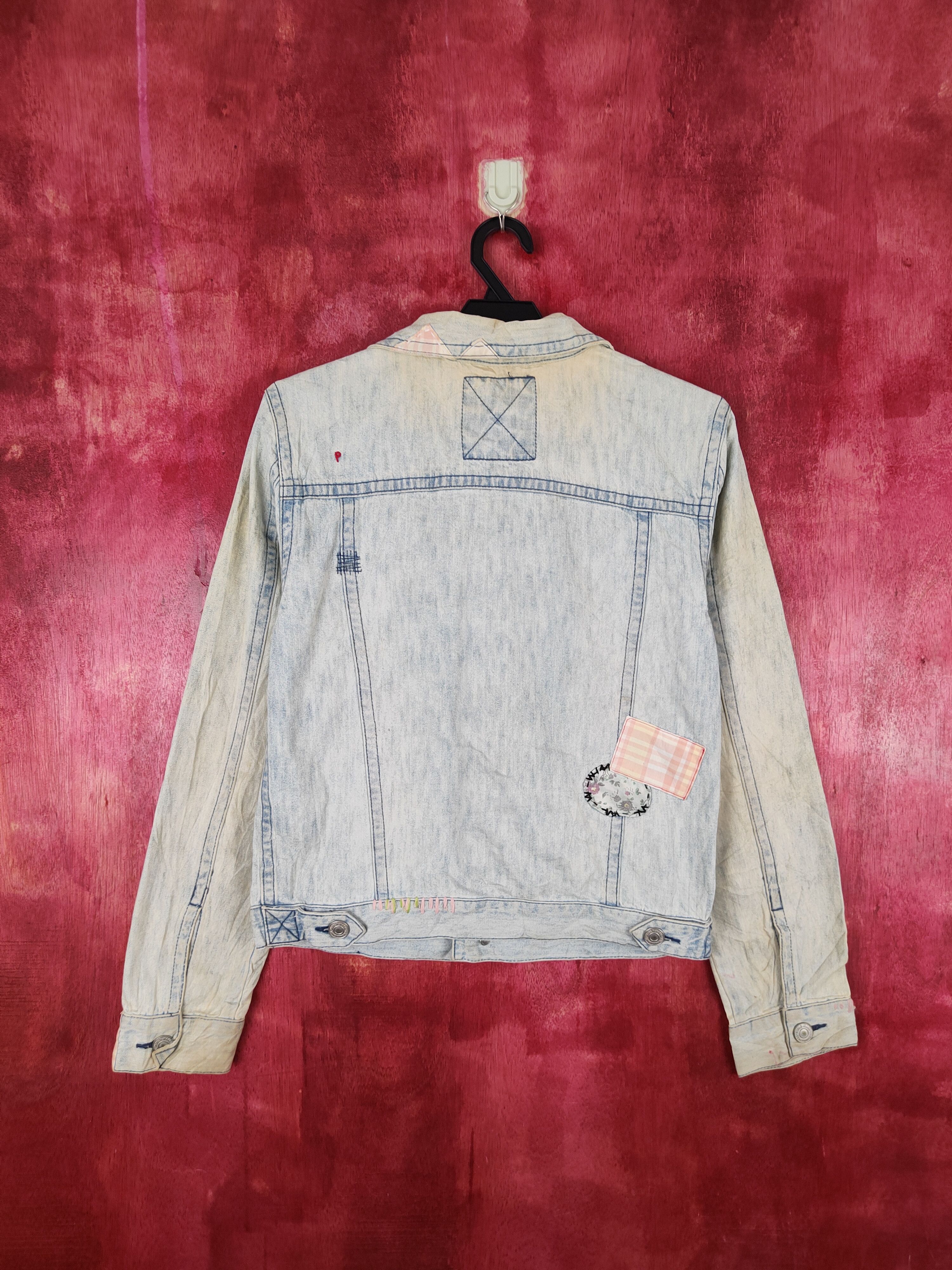 Japanese Brand Popsycham patchwork Blue Faded Denim Jackets #S644 Size S / US 4 / IT 40 - 9 Thumbnail