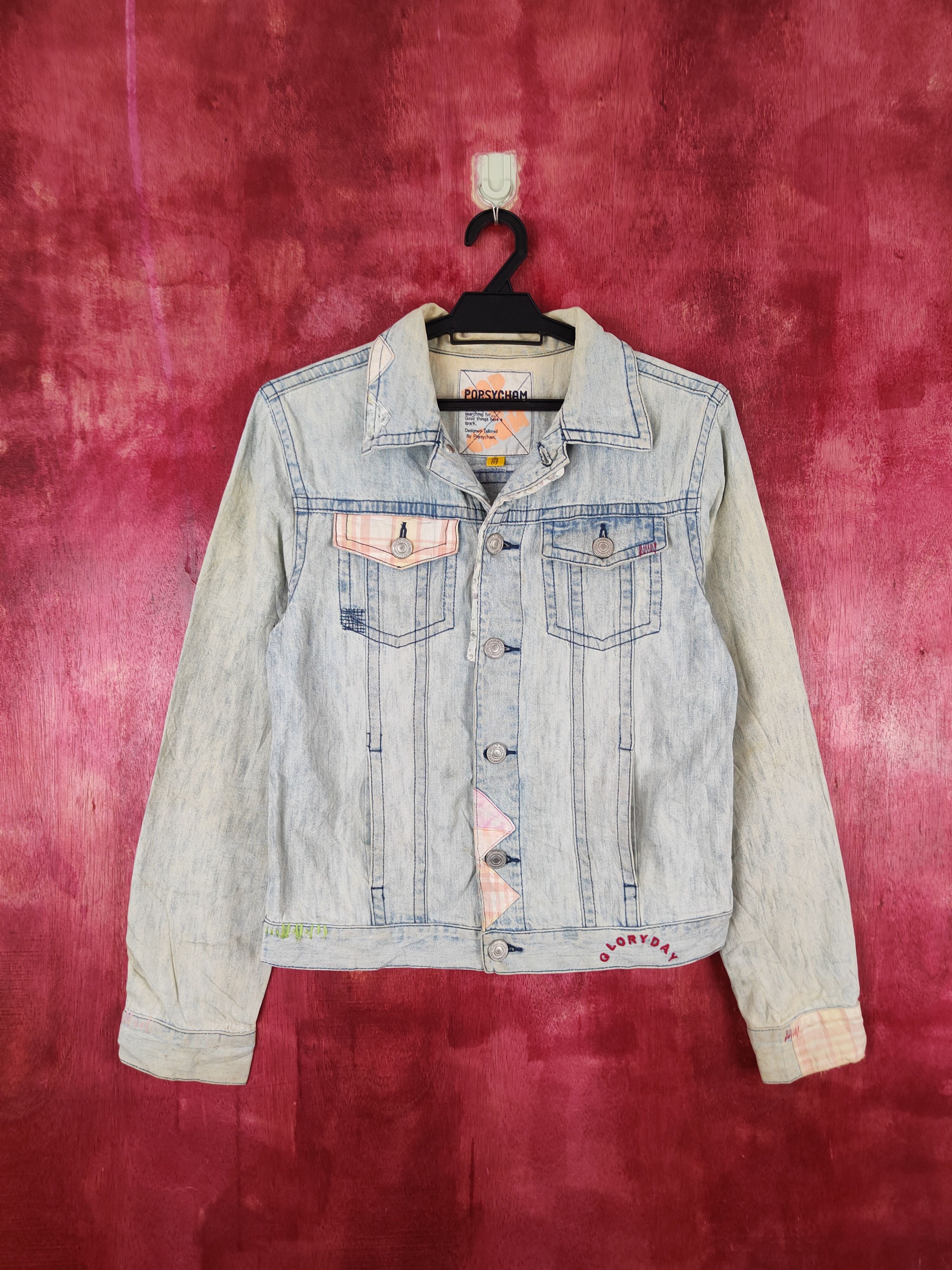 Japanese Brand Popsycham patchwork Blue Faded Denim Jackets #S644 Size S / US 4 / IT 40 - 1 Thumbnail
