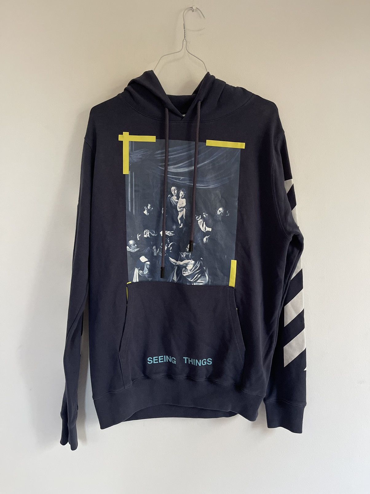 Off White Off white blue Caravaggio hoodie Grailed