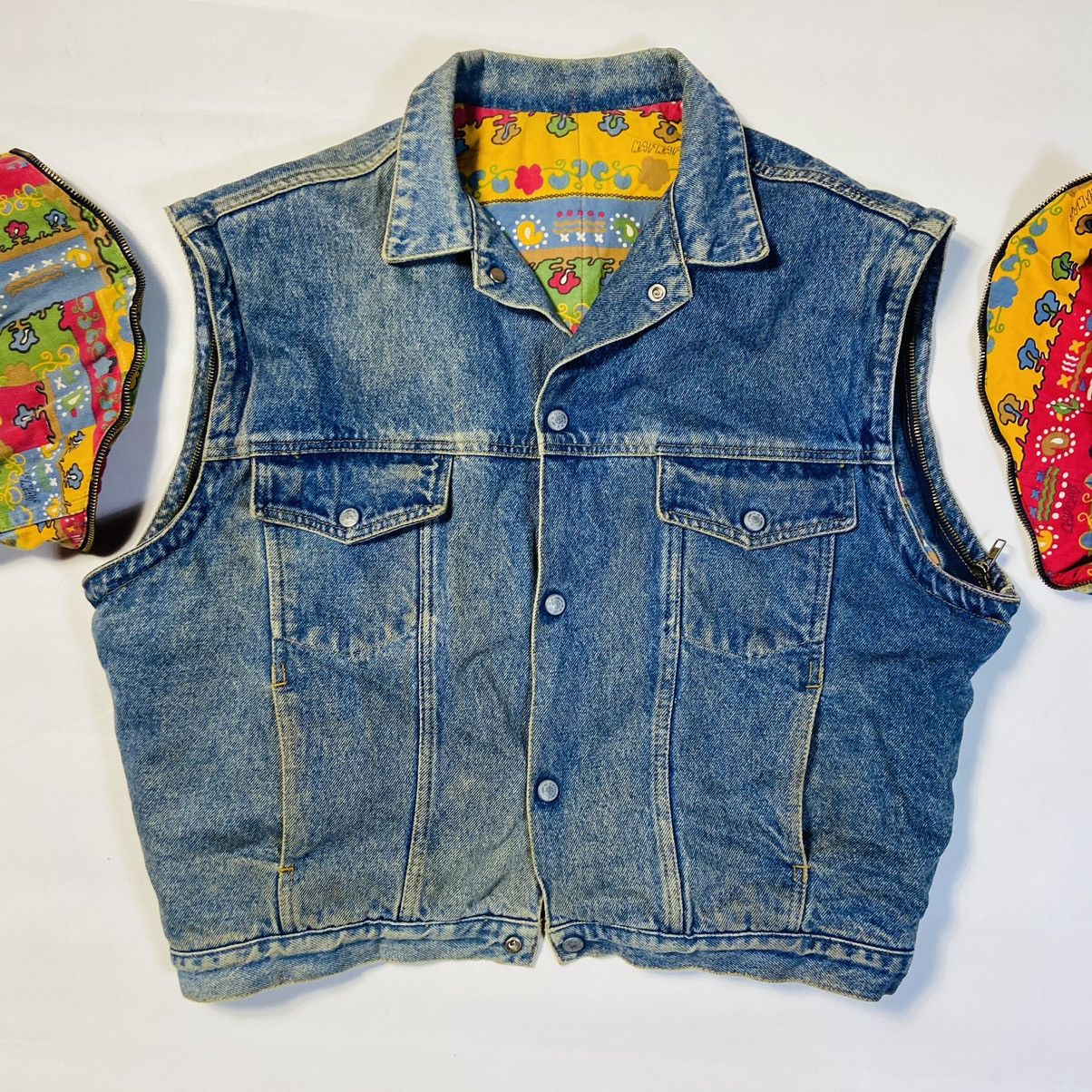 Issey Miyake NAF NAF ARCHIVE 1990s RARE REVERSIBLE JEANS JACKET - № 2139 Size US M / EU 48-50 / 2 - 4 Thumbnail