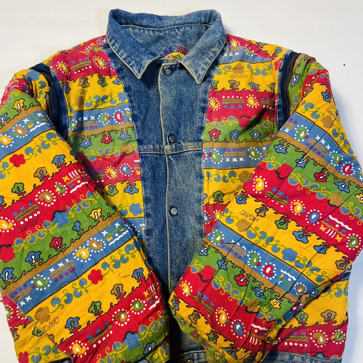 Issey Miyake NAF NAF ARCHIVE 1990s RARE REVERSIBLE JEANS JACKET - № 2139 Size US M / EU 48-50 / 2 - 7 Thumbnail