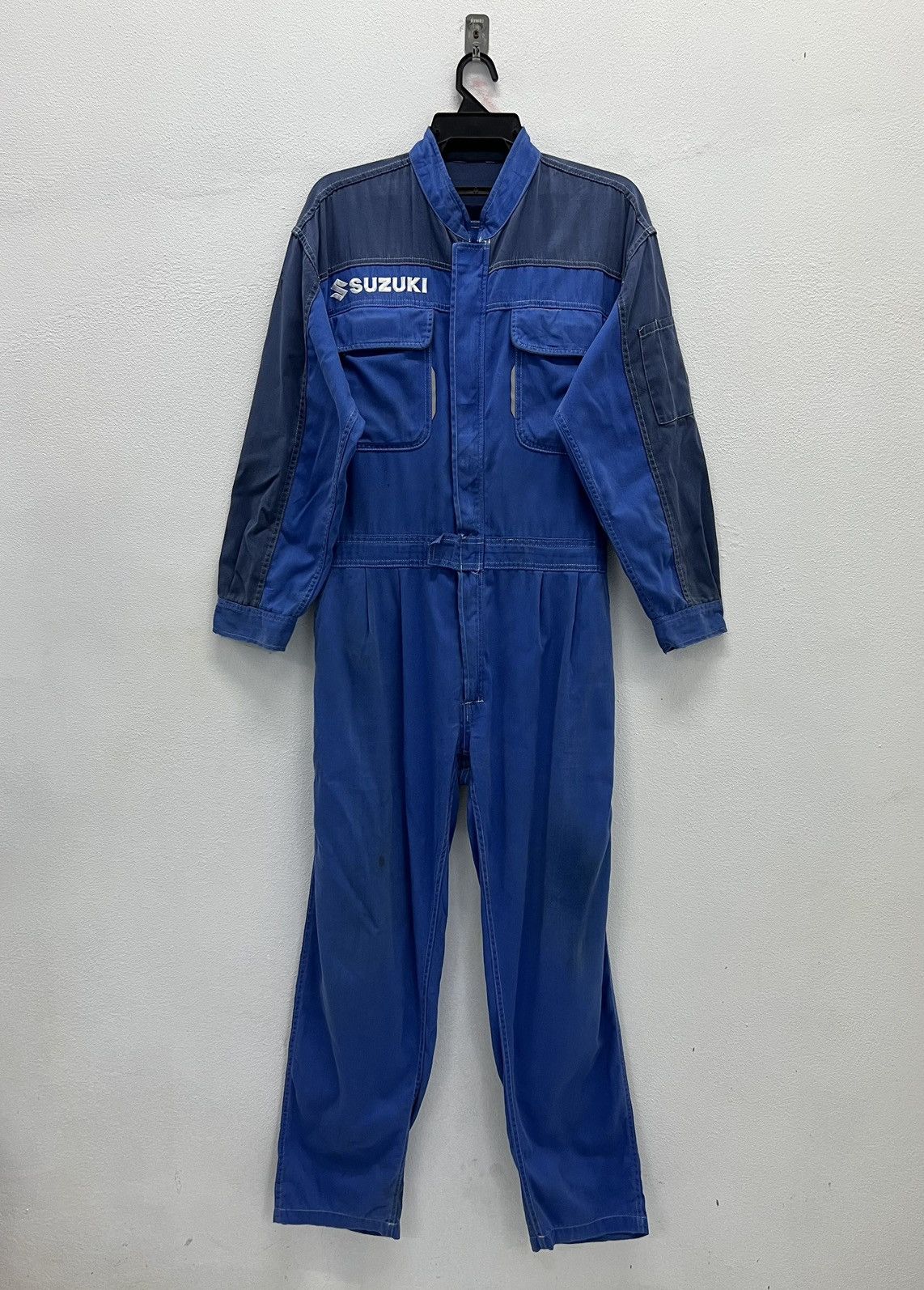Japanese Brand Vintage Suzuki Mechanic Coveralls – Blue Industrial Jumpsuit Size US 34 / EU 50 - 2 Thumbnail