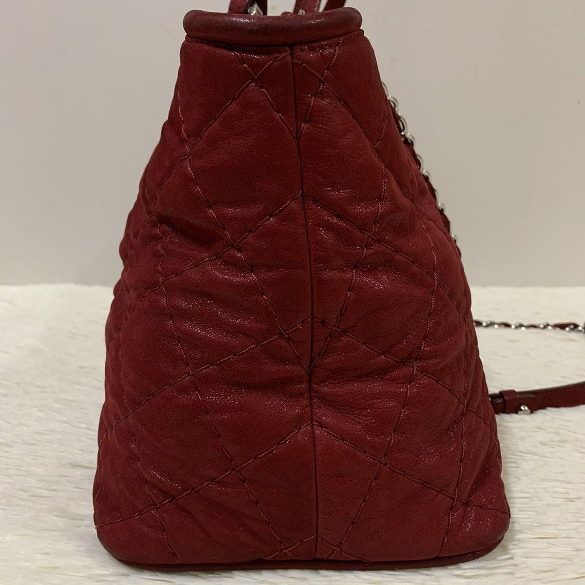 Chanel CHANEL Red Quilted CC Logo Two Way Bag Chain SHW Size ONE SIZE - 6 Thumbnail