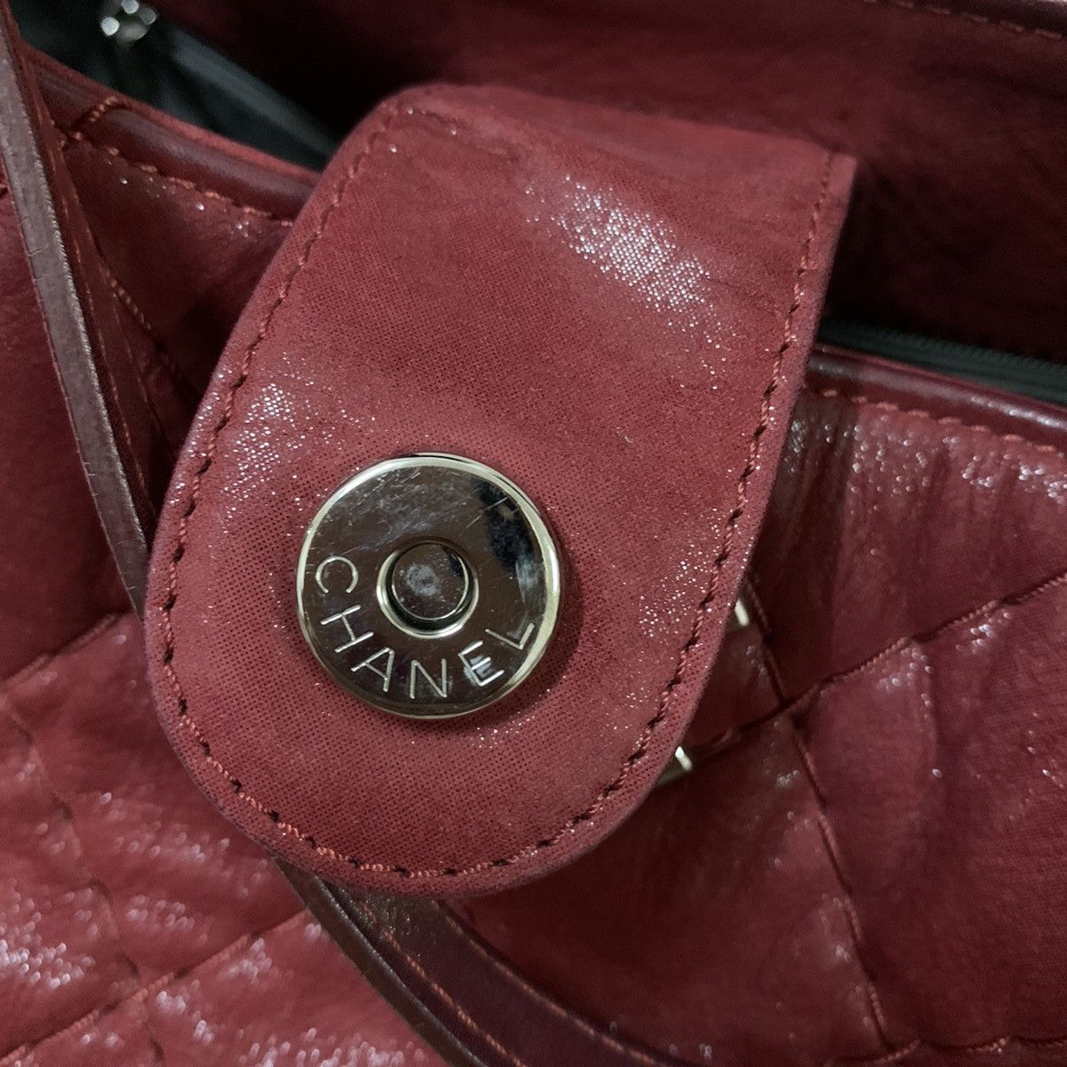 Chanel CHANEL Red Quilted CC Logo Two Way Bag Chain SHW Size ONE SIZE - 14 Thumbnail