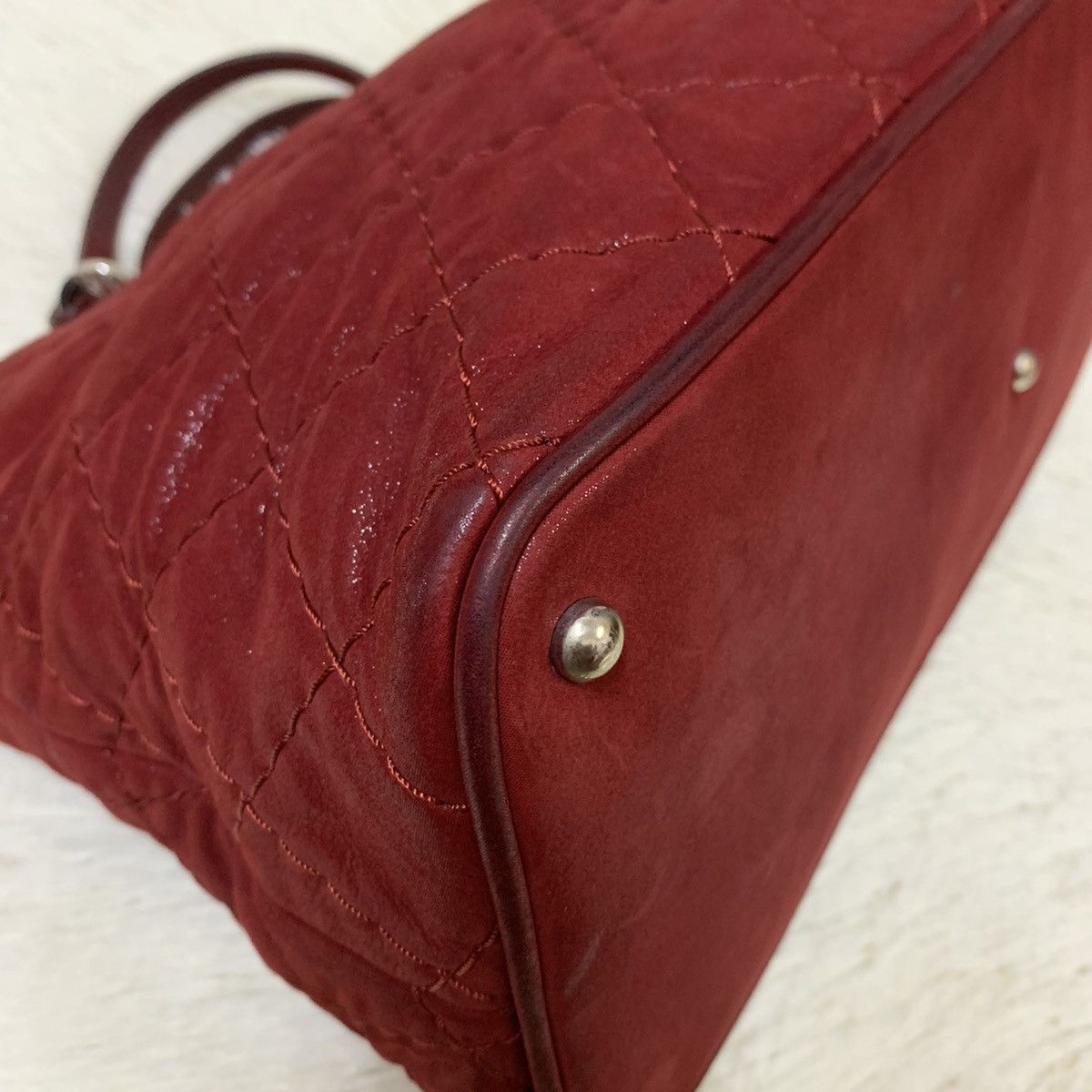 Chanel CHANEL Red Quilted CC Logo Two Way Bag Chain SHW Size ONE SIZE - 8 Thumbnail