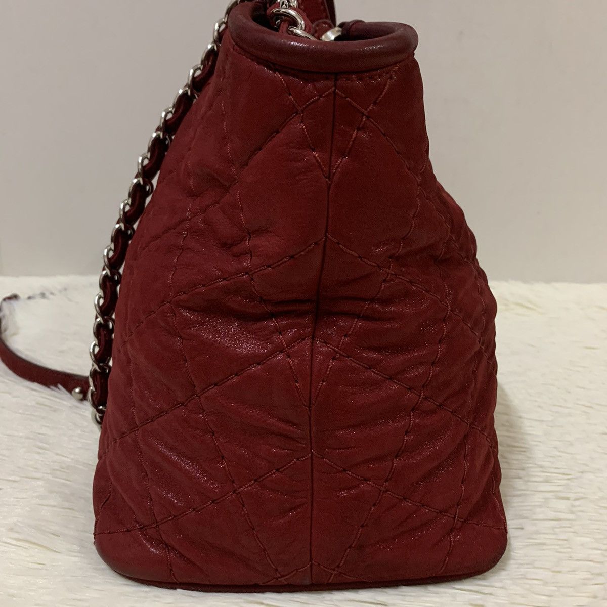 Chanel CHANEL Red Quilted CC Logo Two Way Bag Chain SHW Size ONE SIZE - 5 Thumbnail