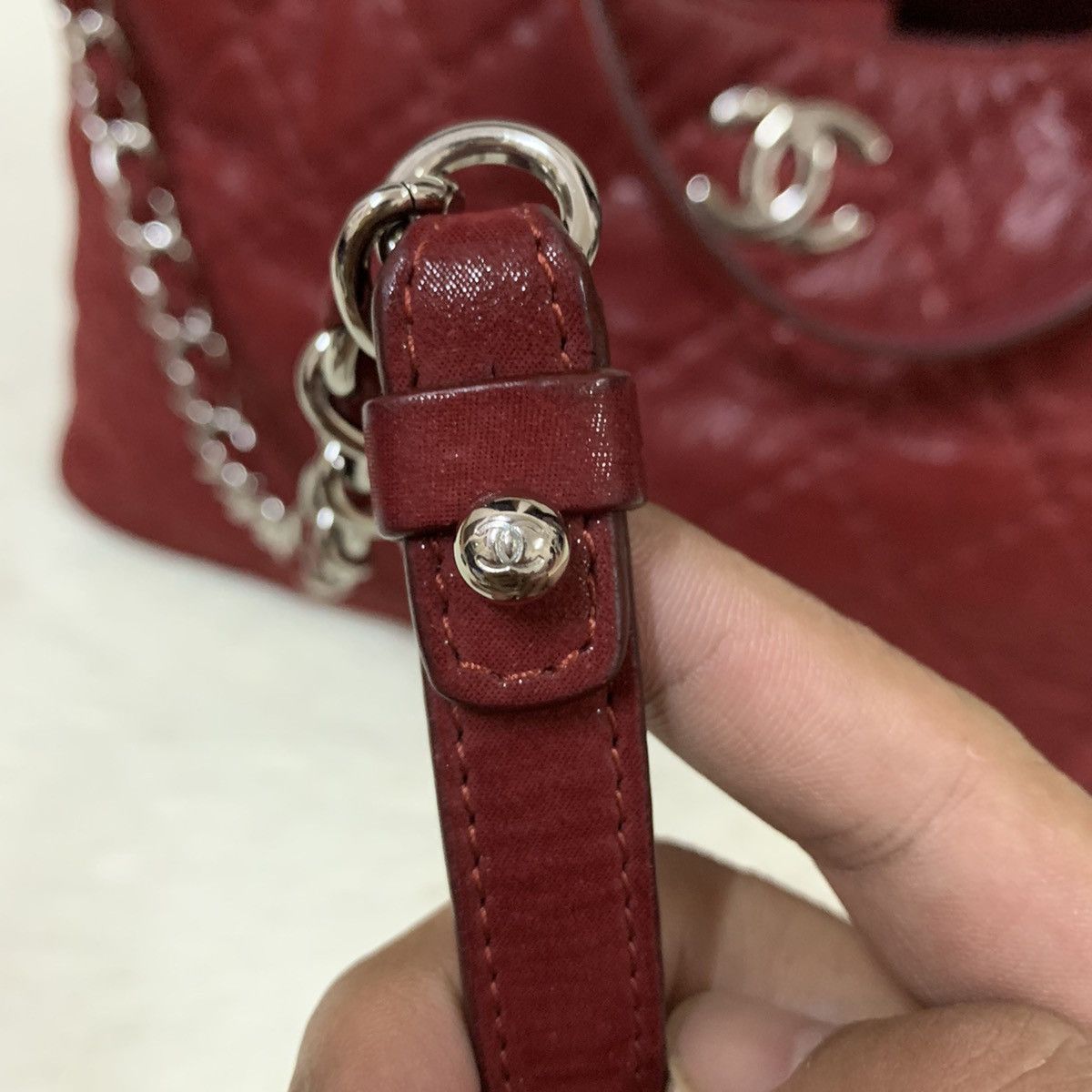 Chanel CHANEL Red Quilted CC Logo Two Way Bag Chain SHW Size ONE SIZE - 12 Thumbnail