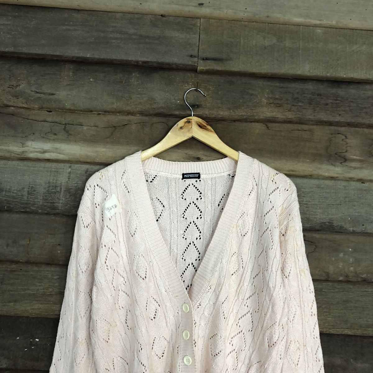Homespun Knitwear Mephisto Pink crochet meshnet knit Cardigan #365B Size US M / EU 48-50 / 2 - 9 Thumbnail