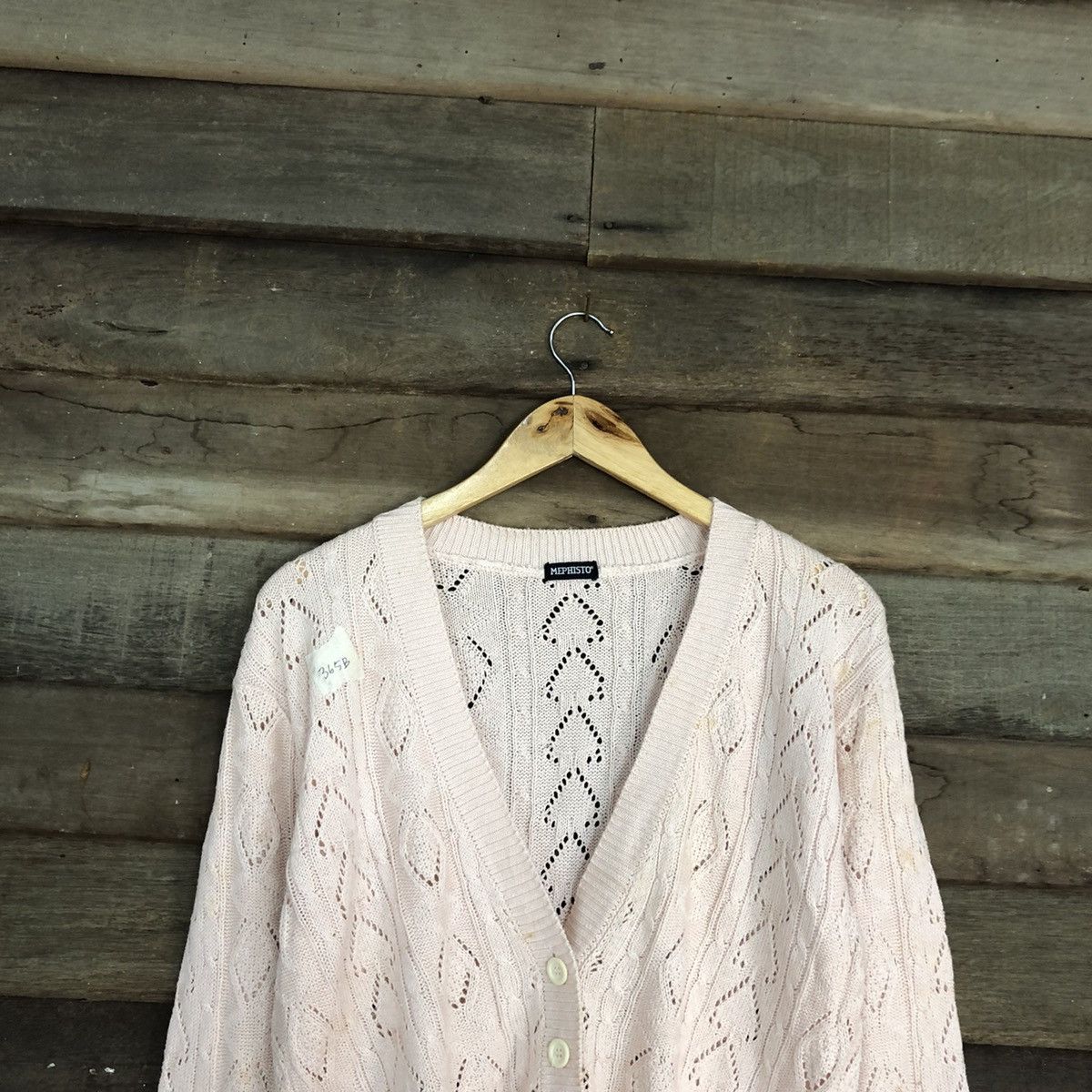 Homespun Knitwear Mephisto Pink crochet meshnet knit Cardigan #365B Size US M / EU 48-50 / 2 - 2 Thumbnail