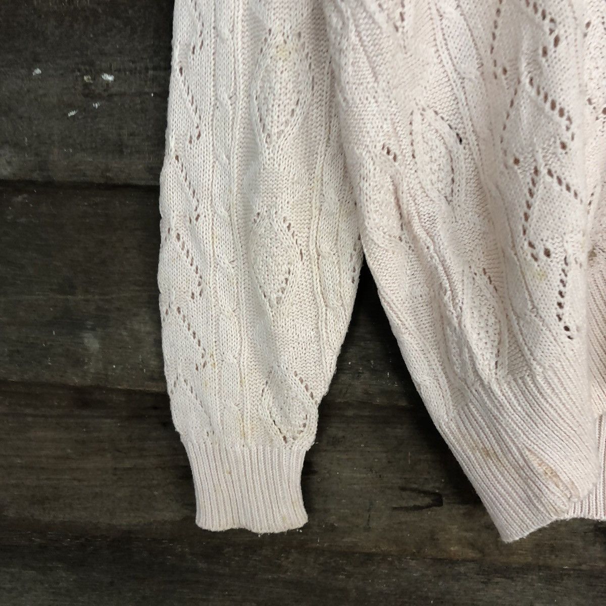 Homespun Knitwear Mephisto Pink crochet meshnet knit Cardigan #365B Size US M / EU 48-50 / 2 - 6 Thumbnail