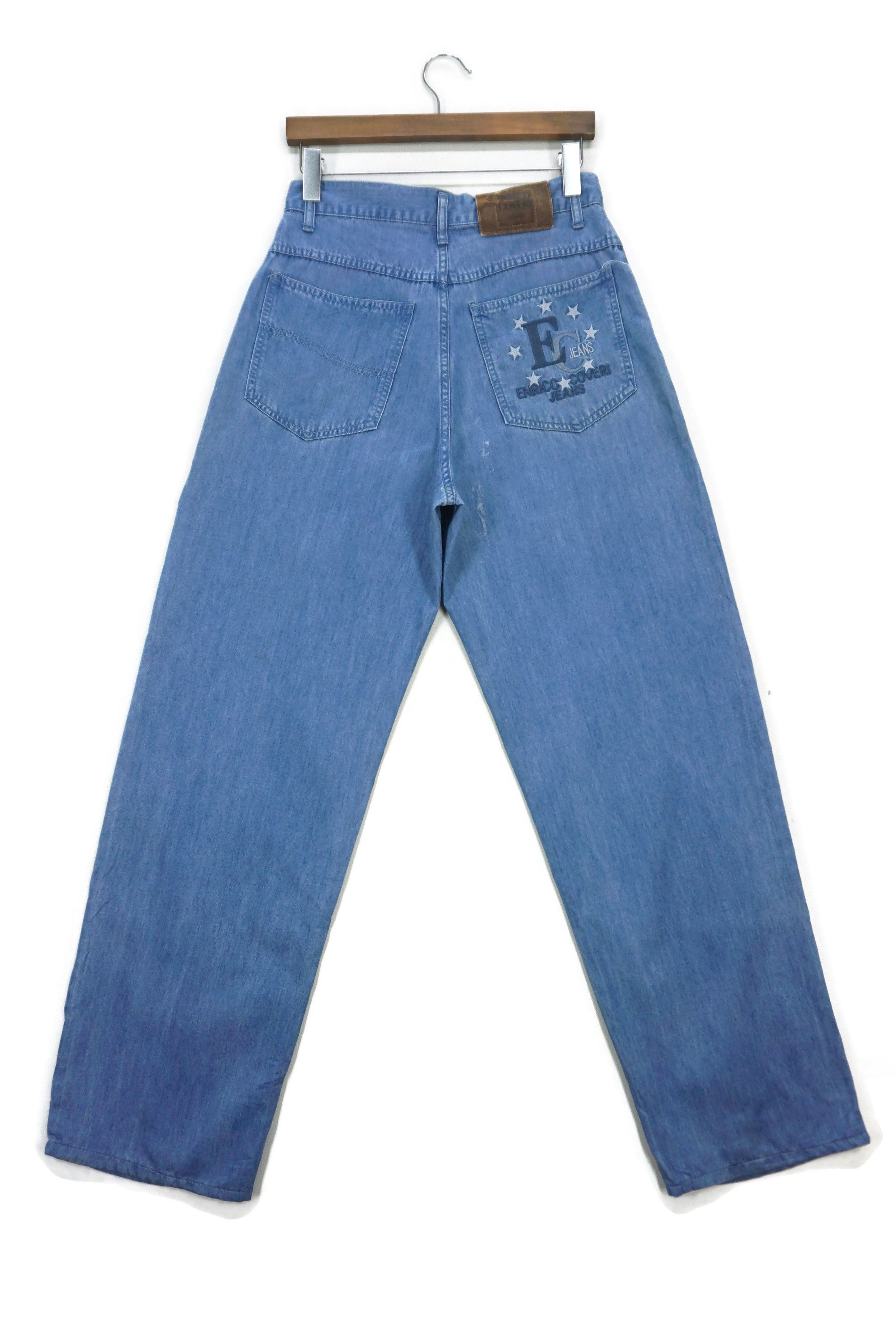 image of Enrico Coveri Embroidered Logo Jeans Straight Leg Pants in Blue, Men's (Size 30)