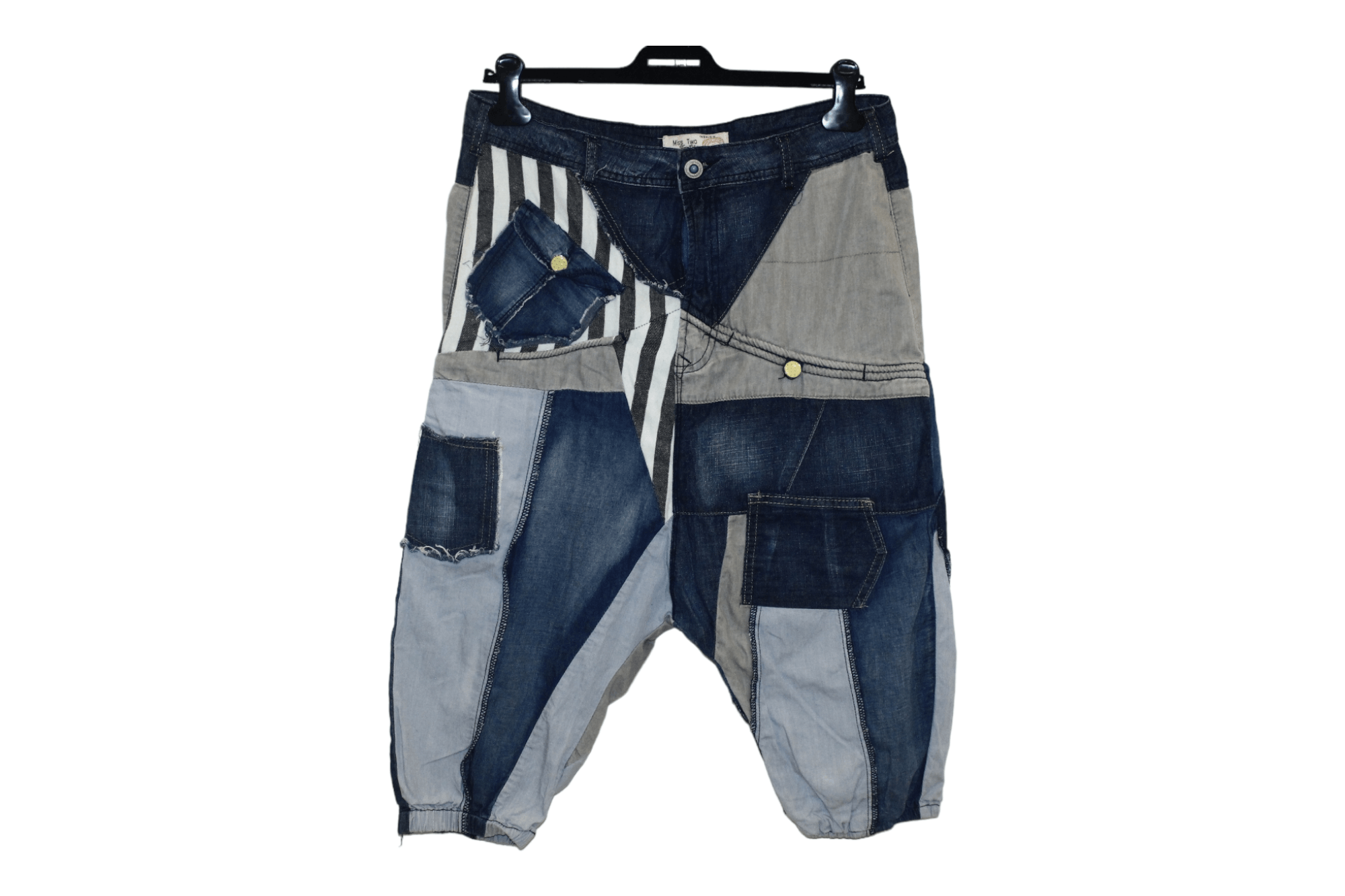 image of 20471120 x Seditionaries Miss Two Balloon Design Drop Croatch Patchwork Denim Shorts in Blue Wash (