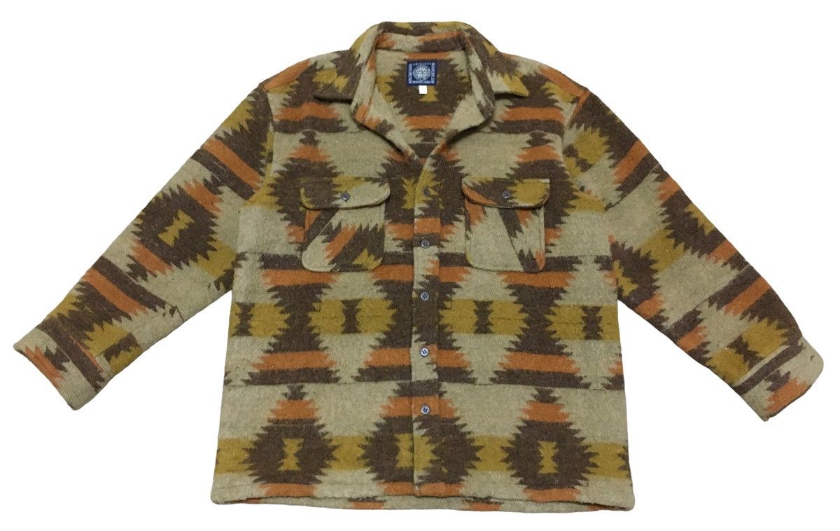 Vintage Rare Design Vintage Japanese Brand Navajo Wool Shirt 1990s Size US L / EU 52-54 / 3 - 1 Thumbnail