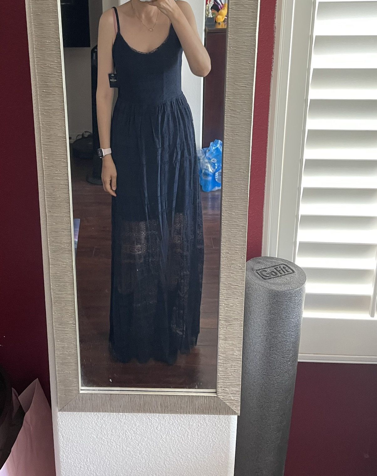 Hollister NWT long skirt dress size large in navy blue lace