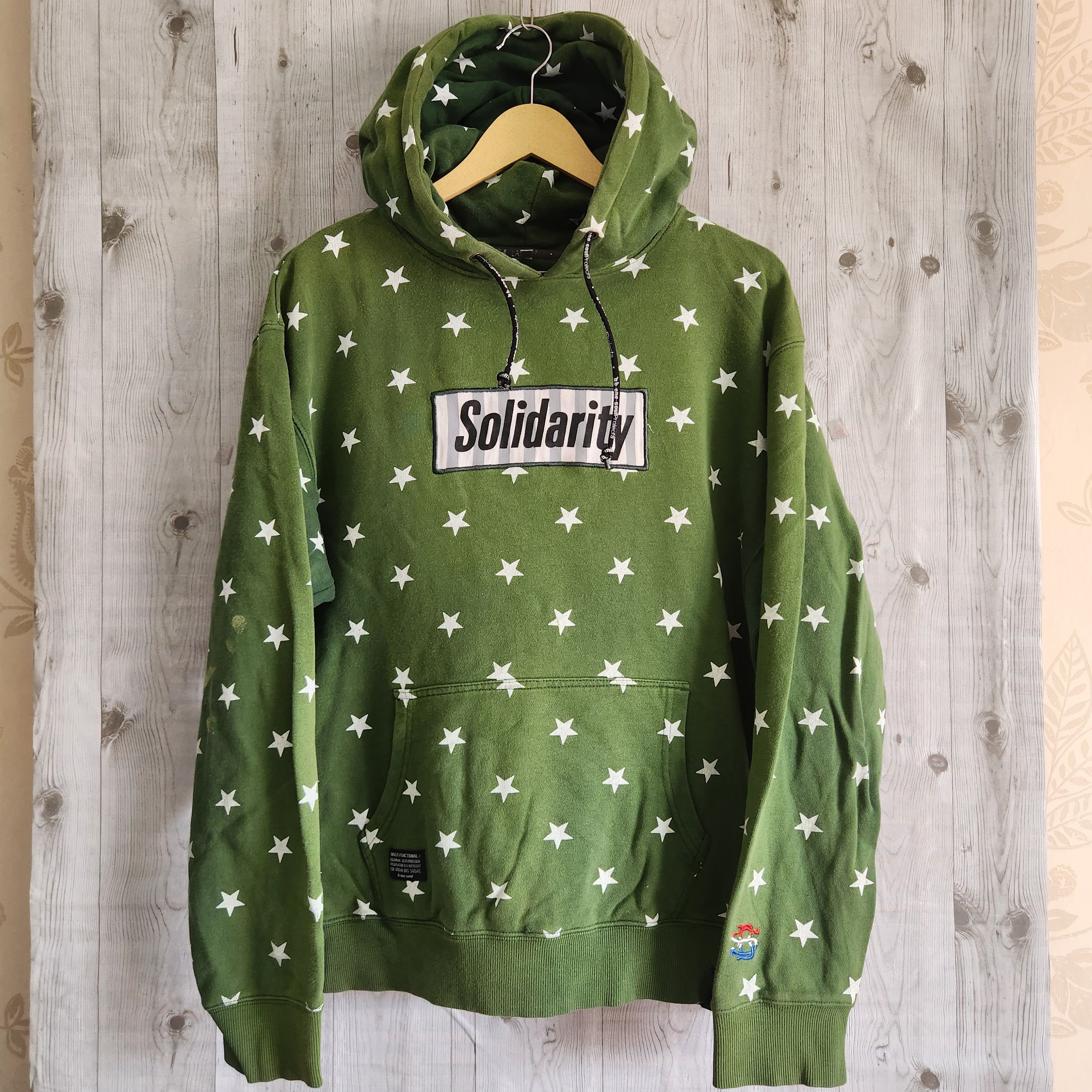 image of B One Soul Solidarity Full Printed Stars Skategang Hoodie in Green, Men's (Size XL)