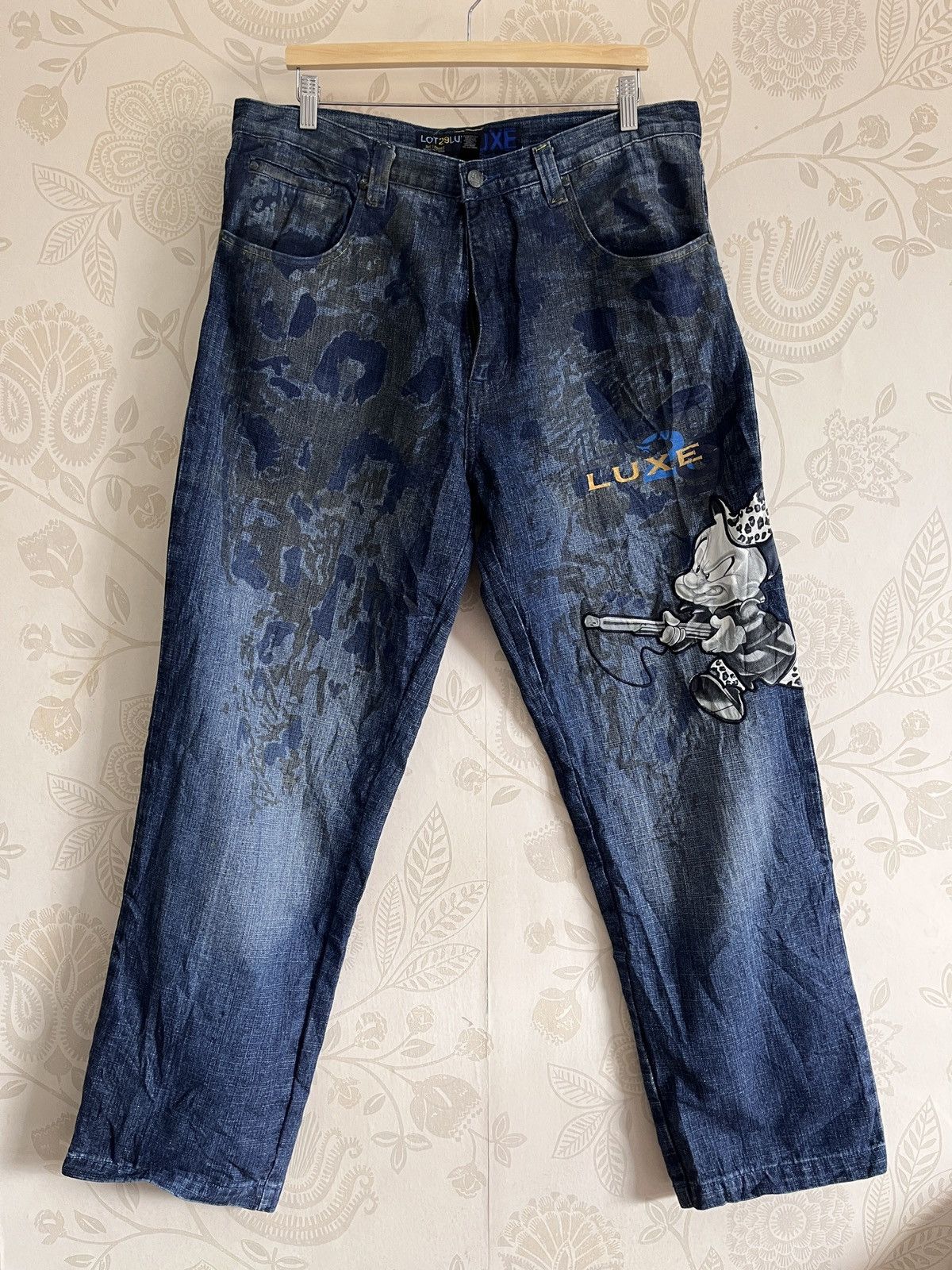 Cartoon Network × Luxe Rare Looney Tunes X Luxe Denim Jeans Baggy Cut Size US 37 - 23 Thumbnail
