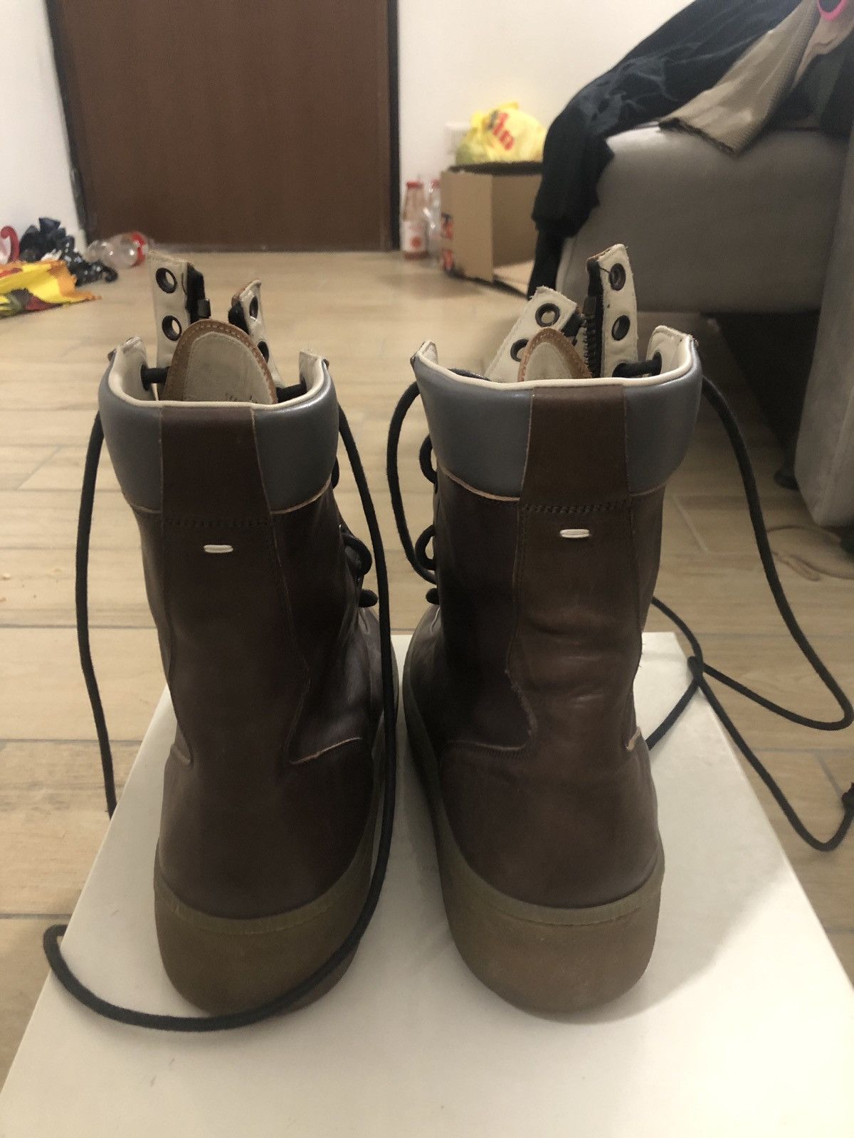 Maison Margiela Maison Margiela brown leather combat boot with front zip Size US 11 / EU 44 - 3 Thumbnail