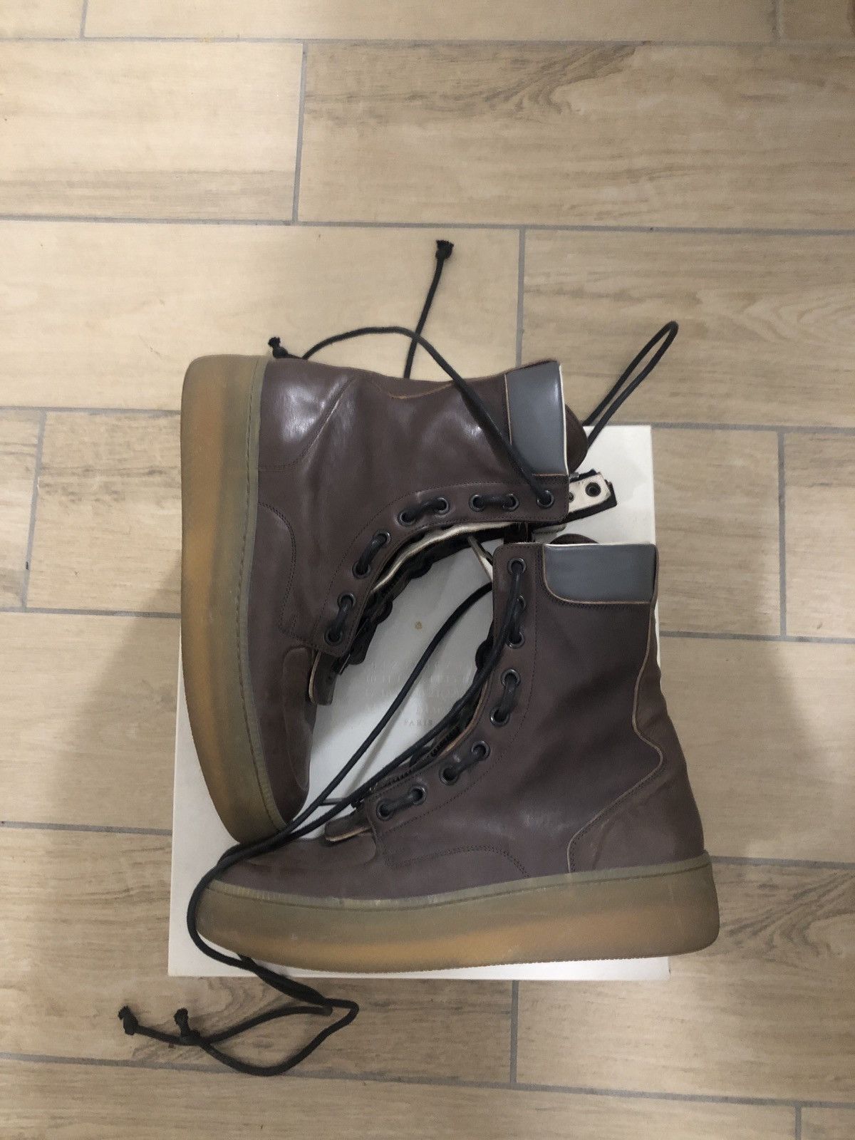Maison Margiela Maison Margiela brown leather combat boot with front zip Size US 11 / EU 44 - 2 Thumbnail