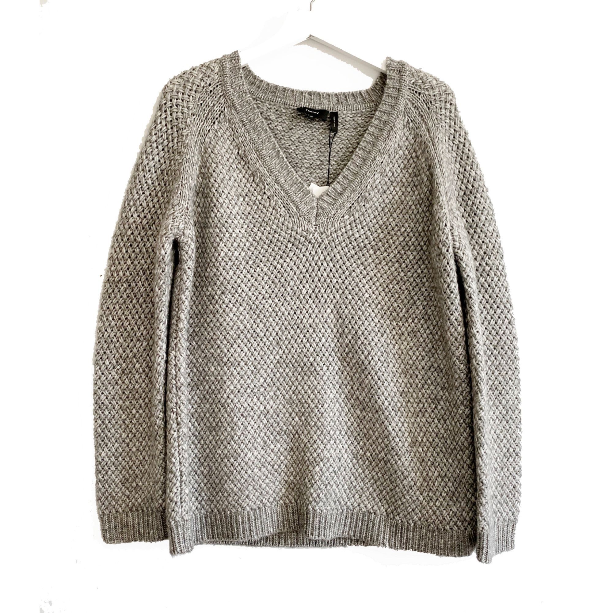 Theory NWT Theory Gray Slouchy V Neck Textured Sweater, Size M Size M / US 6-8 / IT 42-44 - 1 Thumbnail