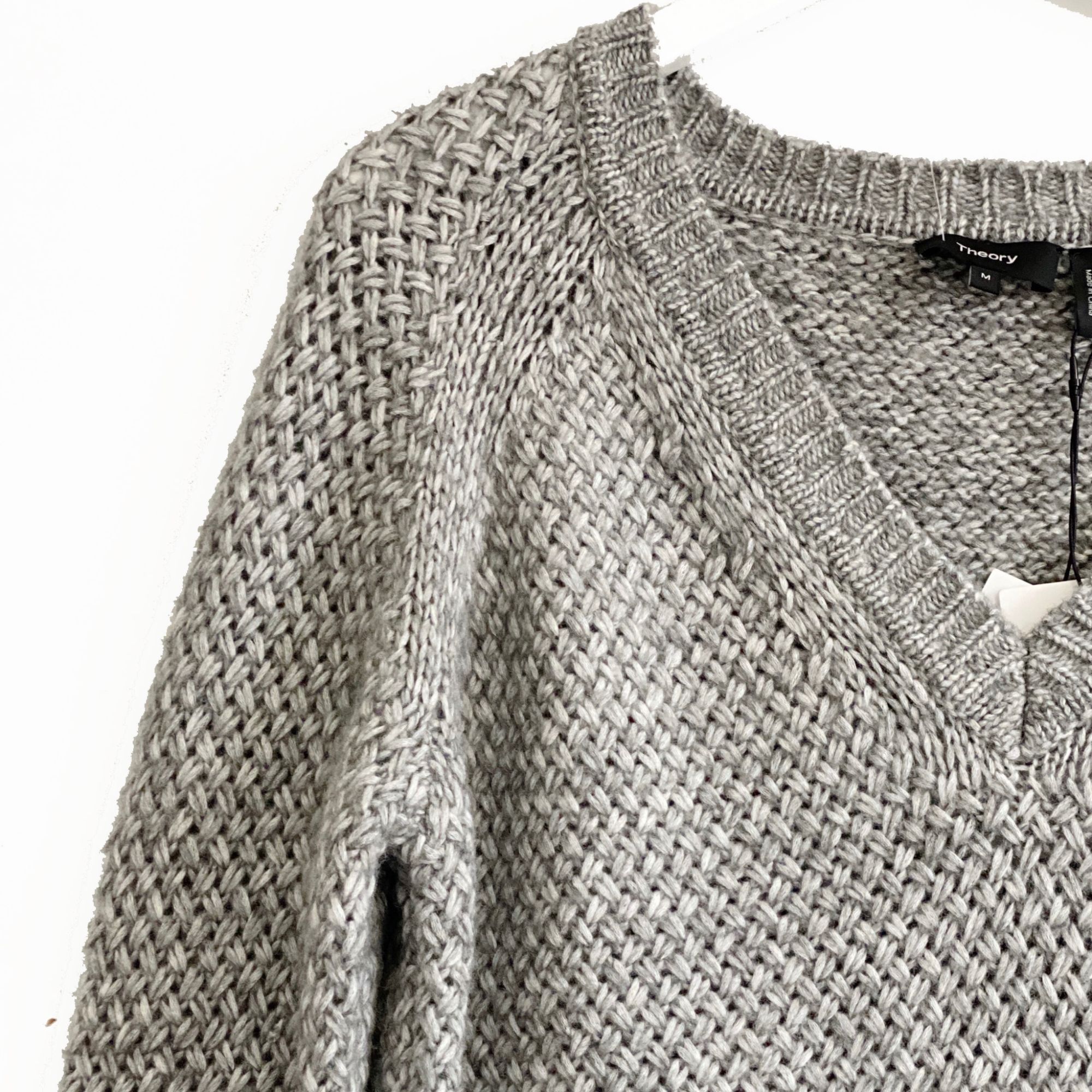 Theory NWT Theory Gray Slouchy V Neck Textured Sweater, Size M Size M / US 6-8 / IT 42-44 - 4 Thumbnail