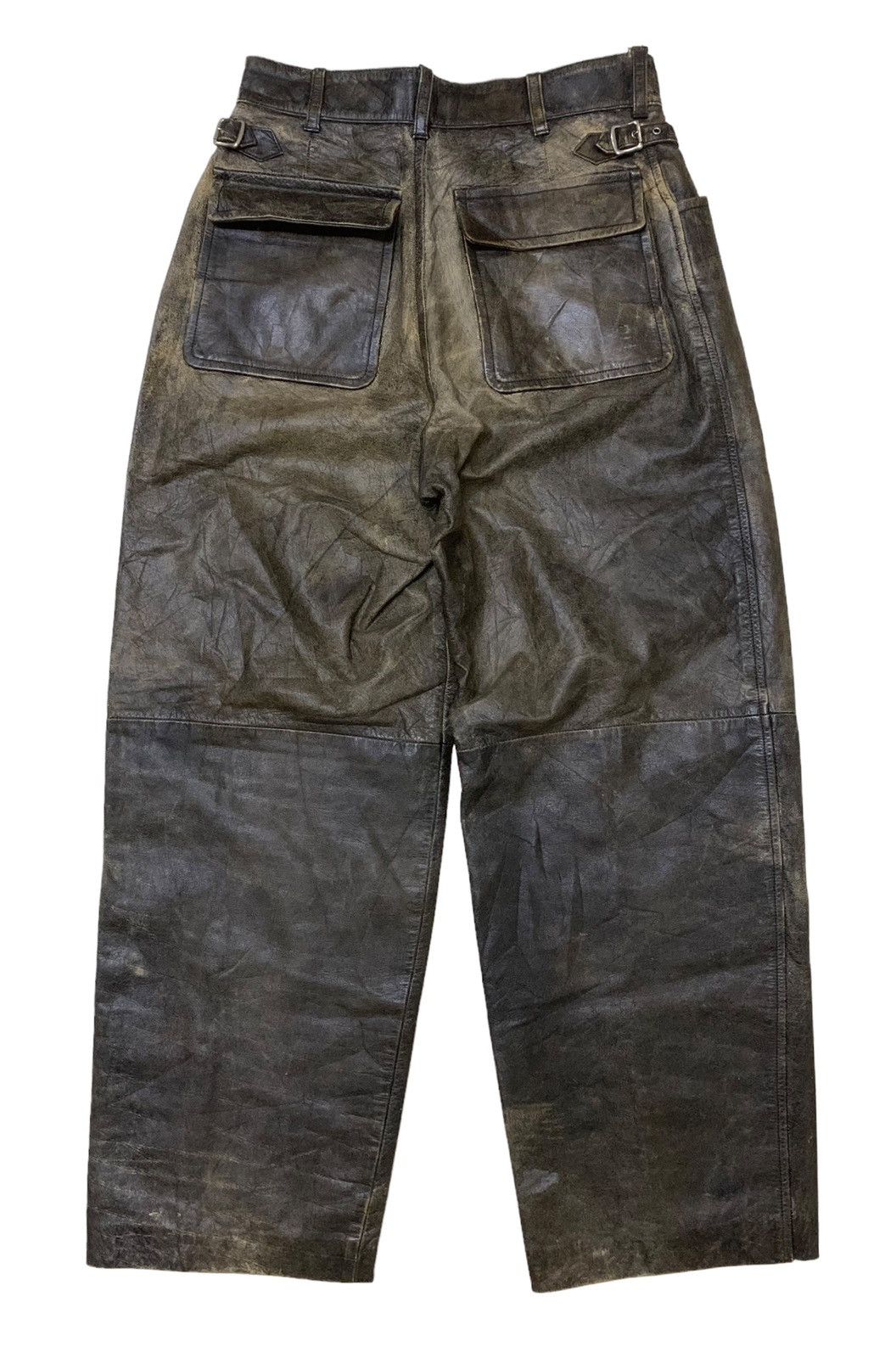 Issey Miyake × Japanese Brand × Vintage RARE ‼️ Issey miyake Trashed Leather Tete Homme Pants Size US 29 - 2 Thumbnail