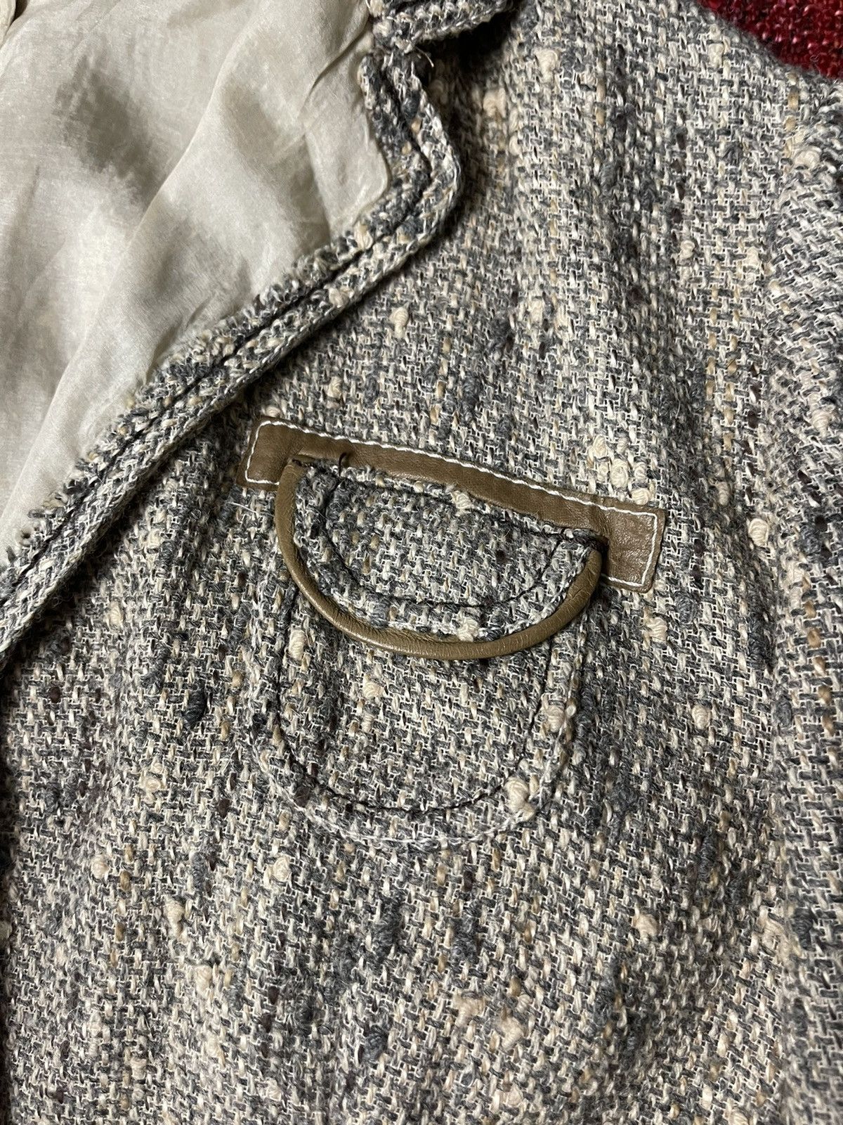 Prada Prada tweed wool blazer with leather elements Size L / US 10 / IT 46 - 3 Thumbnail
