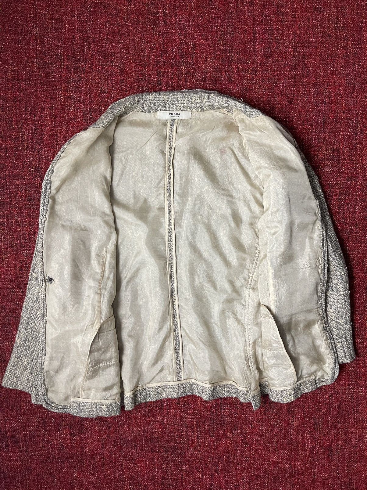 Prada Prada tweed wool blazer with leather elements Size L / US 10 / IT 46 - 6 Thumbnail