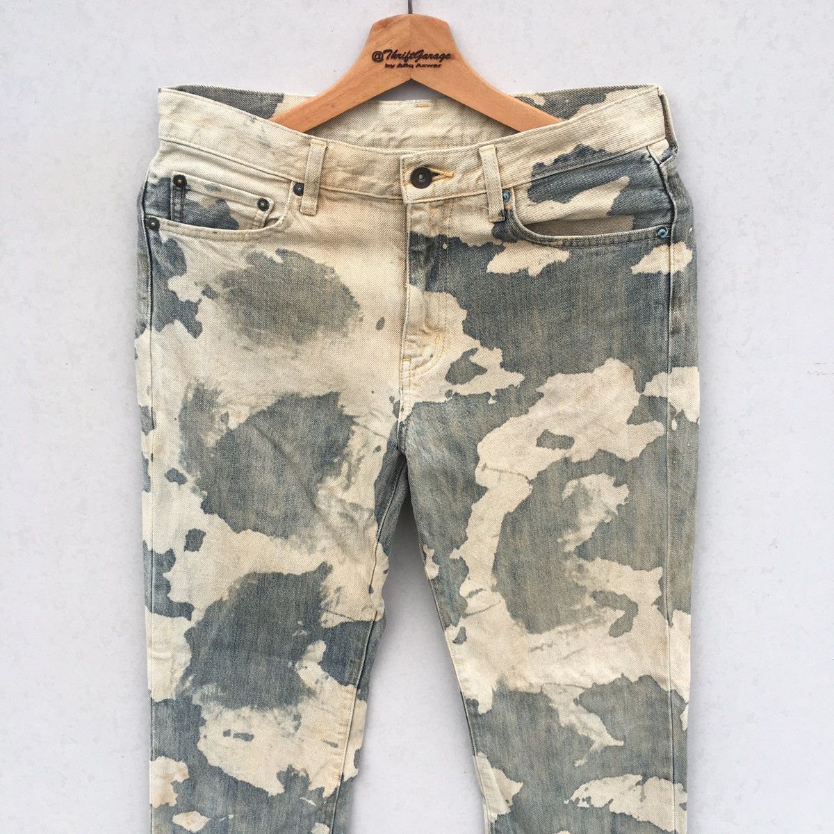Japanese Brand × Vintage Vtg Japanese Brand Bleach White Camo Acid Wash Denim Pants Size US 31 - 3 Thumbnail