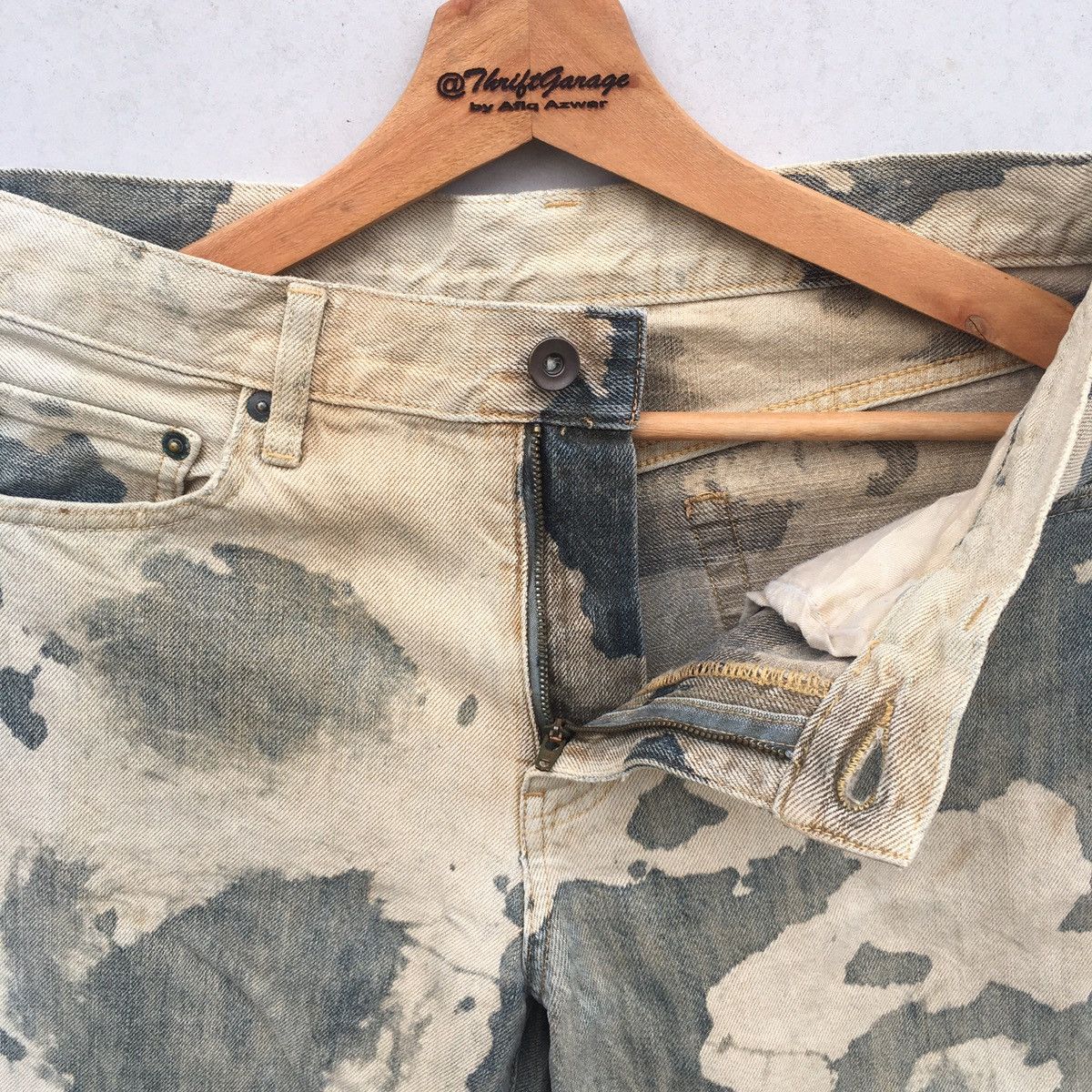 Japanese Brand × Vintage Vtg Japanese Brand Bleach White Camo Acid Wash Denim Pants Size US 31 - 10 Thumbnail