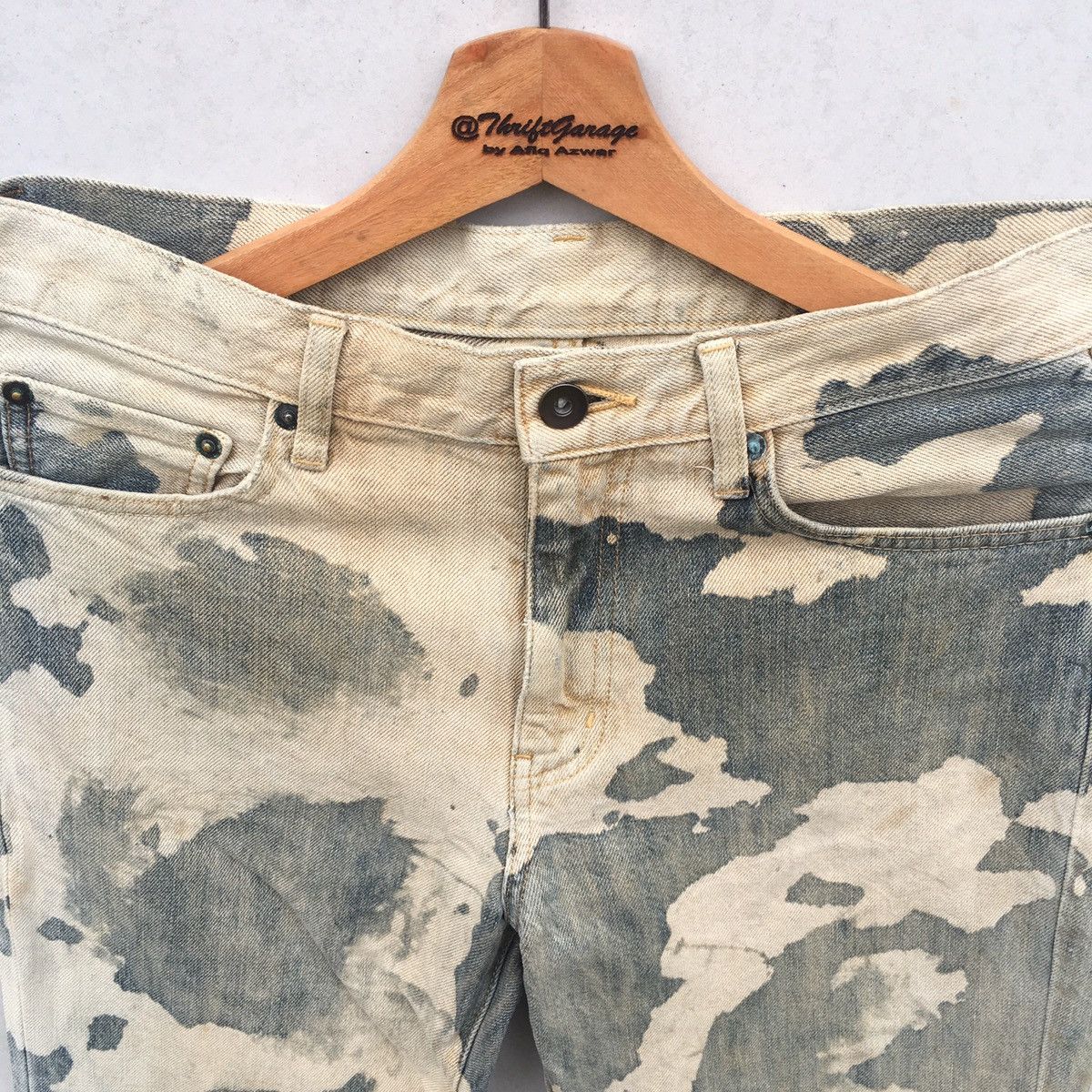 Japanese Brand × Vintage Vtg Japanese Brand Bleach White Camo Acid Wash Denim Pants Size US 31 - 4 Thumbnail