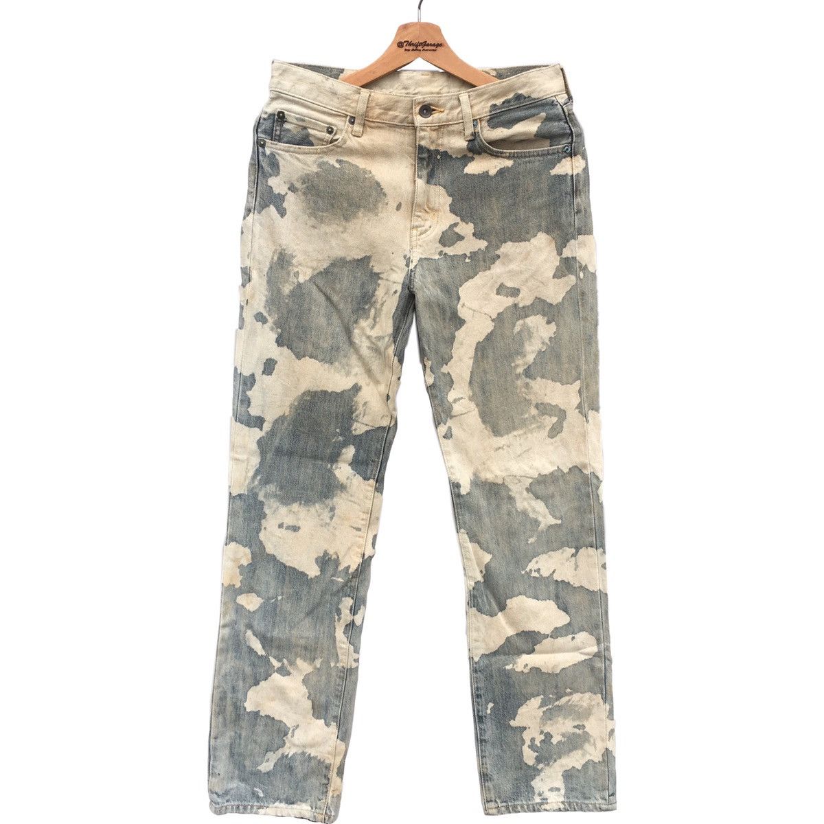 image of Vintage VTG Bleach White Camo Acid Wash Denim Pants, Men's (Size 31)