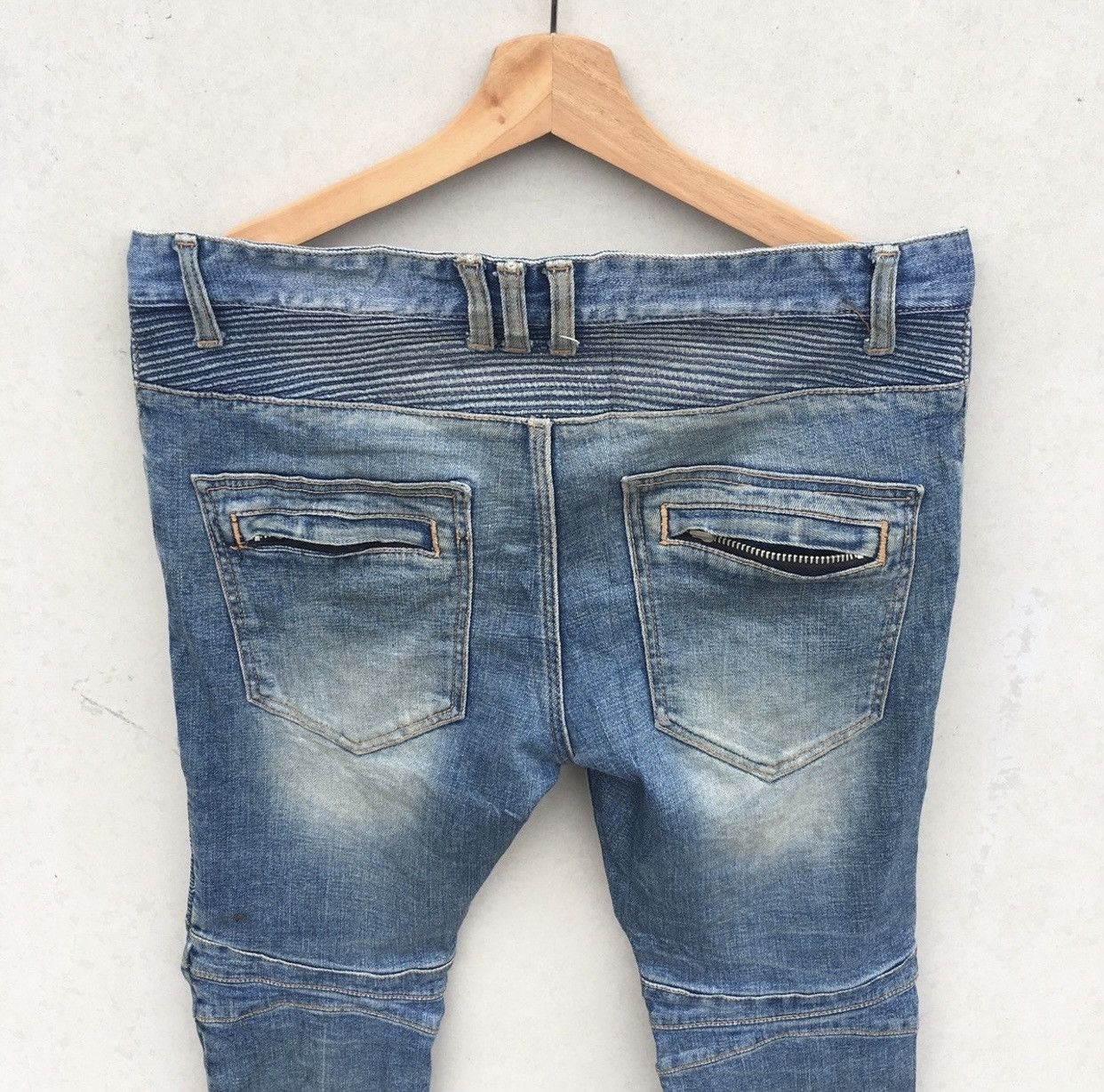 Japanese Brand Rare Bikers Pants Acid Wash Skinny Jeans Inspired Balmain Size US 34 / EU 50 - 7 Thumbnail