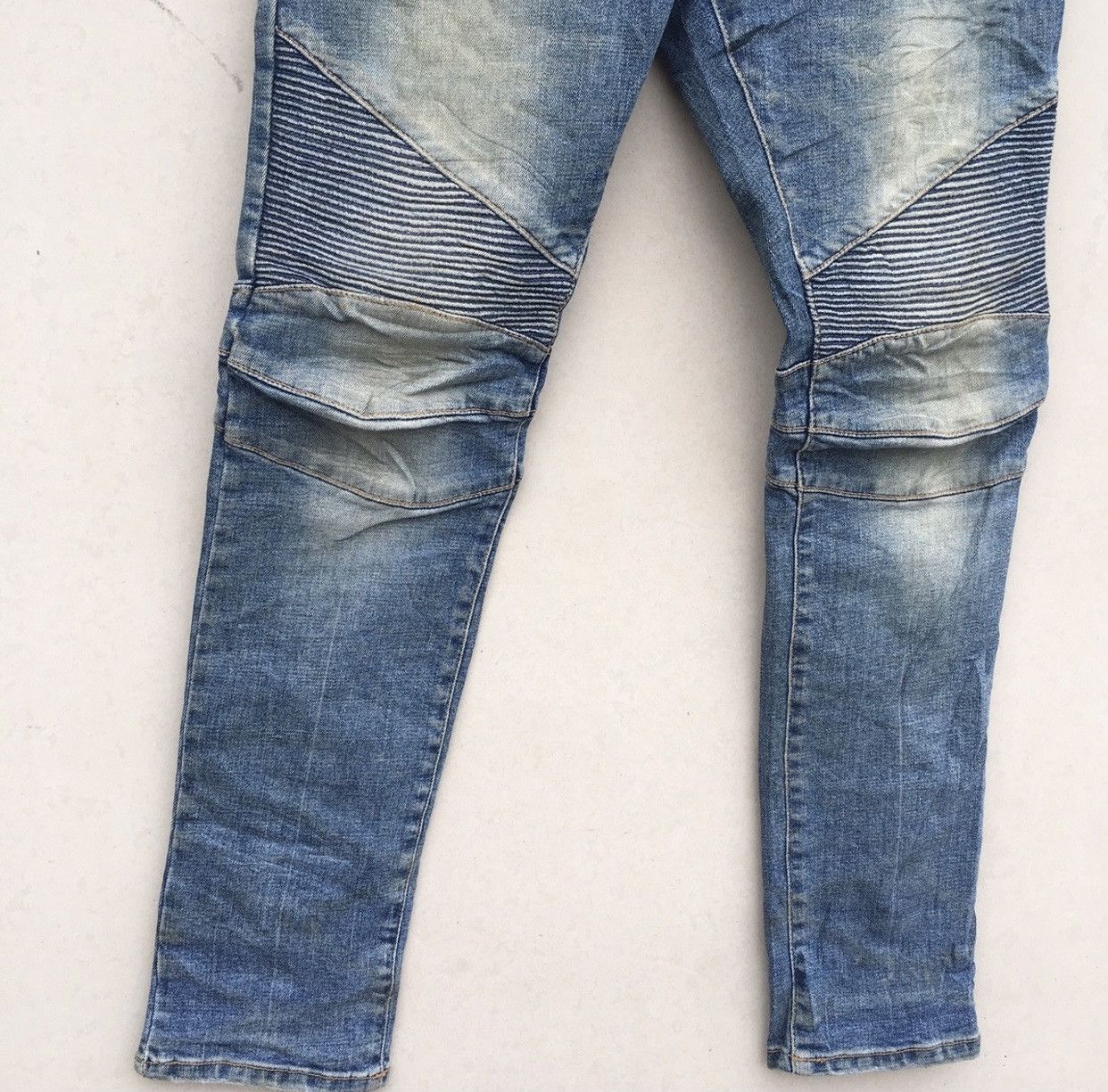 Japanese Brand Rare Bikers Pants Acid Wash Skinny Jeans Inspired Balmain Size US 34 / EU 50 - 3 Thumbnail