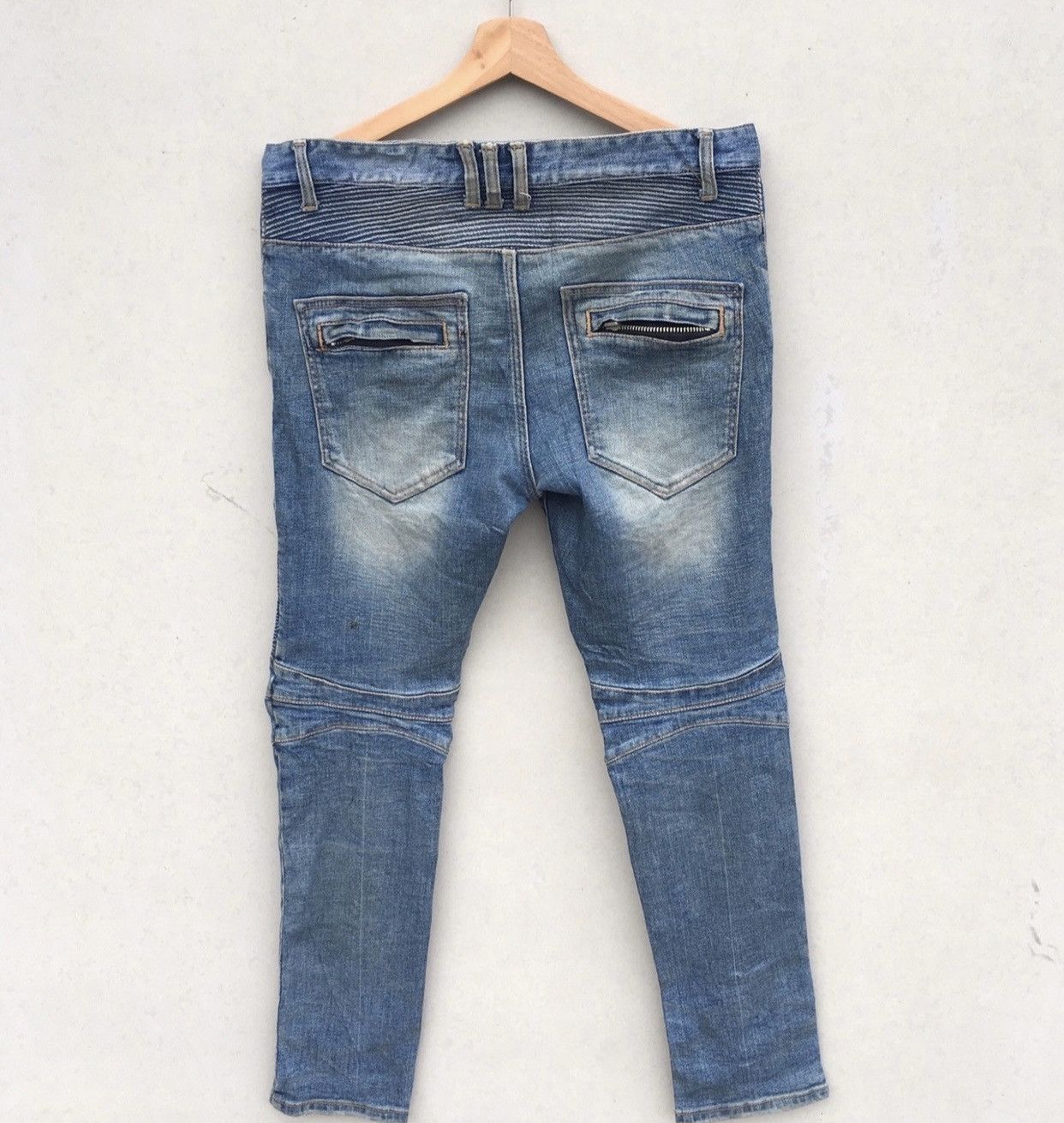Japanese Brand Rare Bikers Pants Acid Wash Skinny Jeans Inspired Balmain Size US 34 / EU 50 - 6 Thumbnail