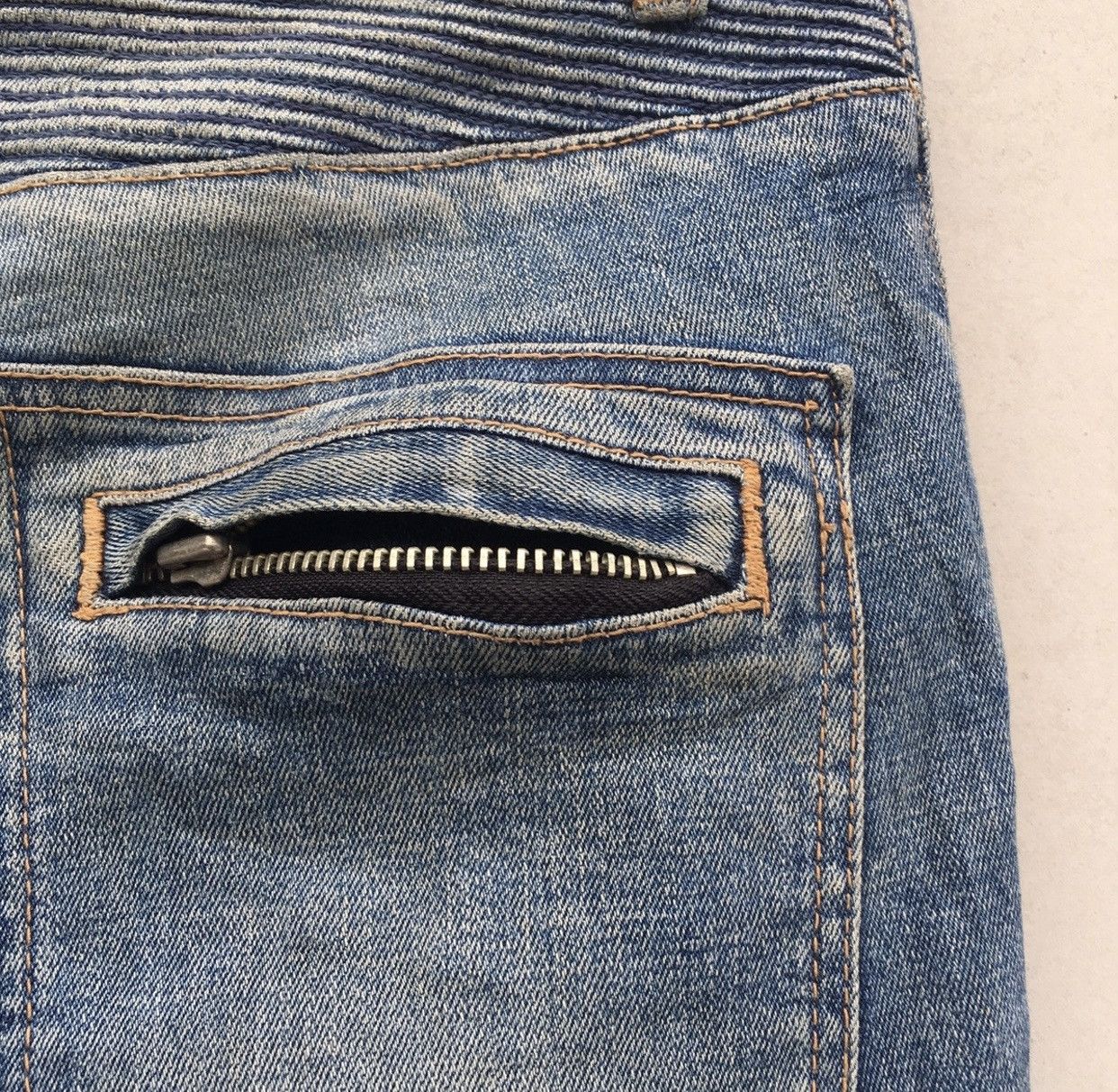 Japanese Brand Rare Bikers Pants Acid Wash Skinny Jeans Inspired Balmain Size US 34 / EU 50 - 9 Thumbnail