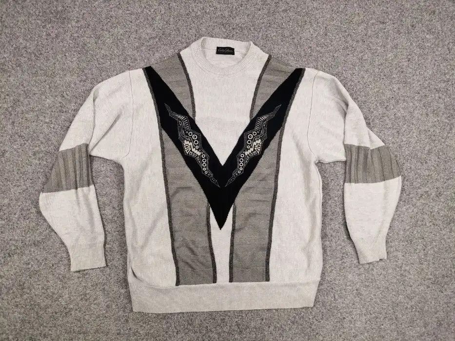 Carlo Colucci Vintage 90's Carlo Colucci Gray Japan Pattern Knit Sweater Size US L / EU 52-54 / 3 - 6 Thumbnail