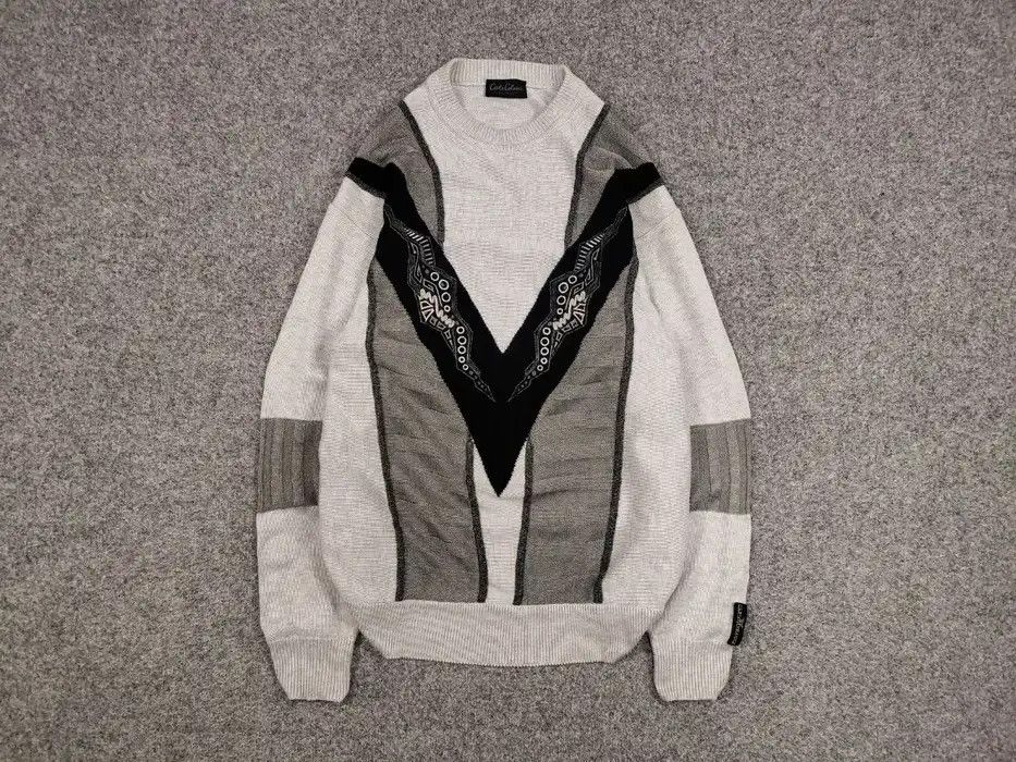 Carlo Colucci Vintage 90's Carlo Colucci Gray Japan Pattern Knit Sweater Size US L / EU 52-54 / 3 - 1 Thumbnail