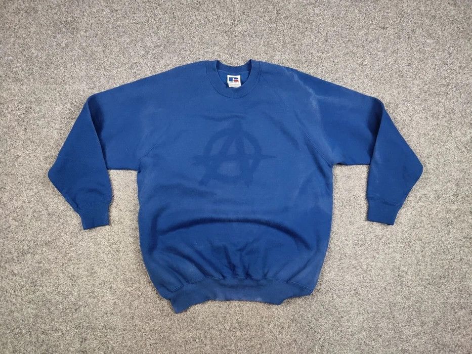 Russell Athletic Vintage 90s Russell Sun Faded "Anarchy" Crewneck Sweatshirt Size US XL / EU 56 / 4 - 7 Thumbnail