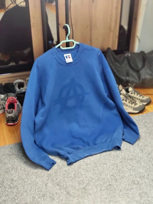Russell Athletic Vintage 90s Russell Sun Faded "Anarchy" Crewneck Sweatshirt Size US XL / EU 56 / 4 - 10 Thumbnail