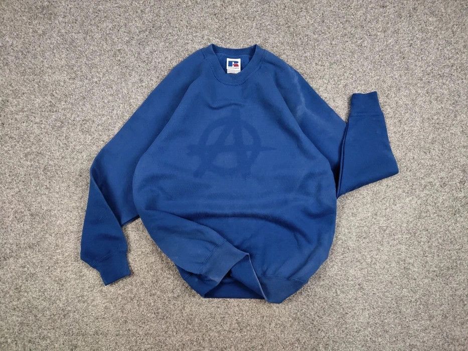 Russell Athletic Vintage 90s Russell Sun Faded "Anarchy" Crewneck Sweatshirt Size US XL / EU 56 / 4 - 6 Thumbnail