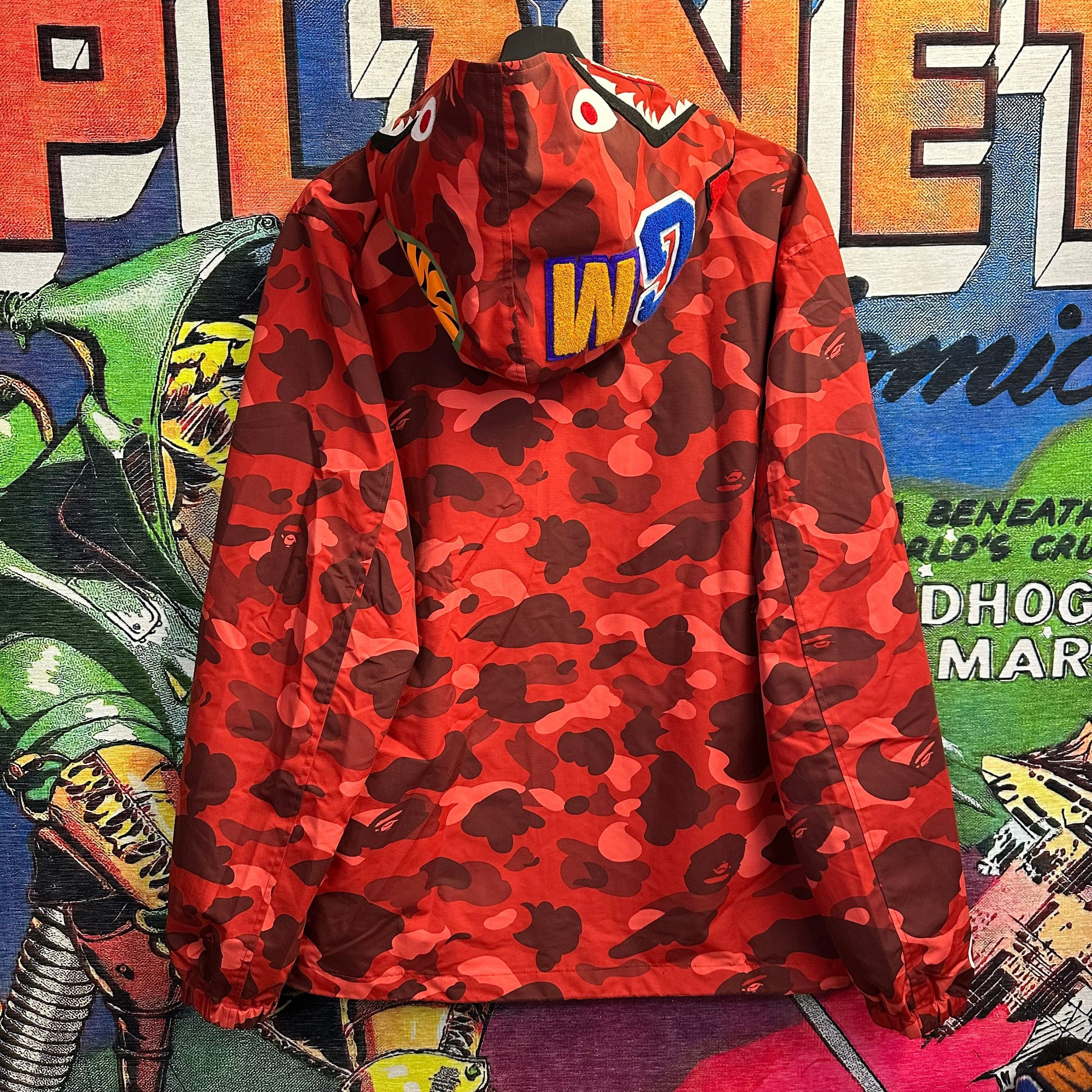 Bape A Bathing Ape Red Camo Shark Zip-Up Windbreaker Jacket
