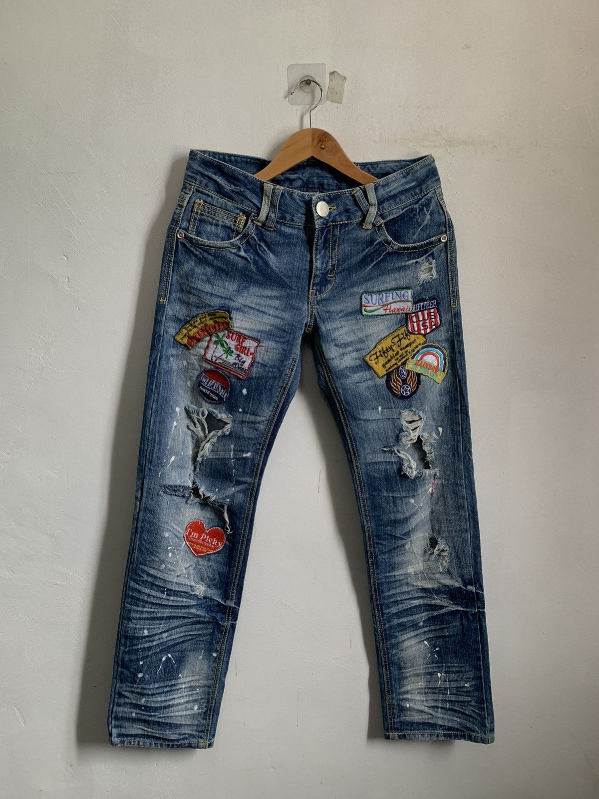 Hysteric Glamour Surf Style Girls Flare Inspired HG Distressed Denim Jeans Size US 32 / EU 48 - 1 Thumbnail