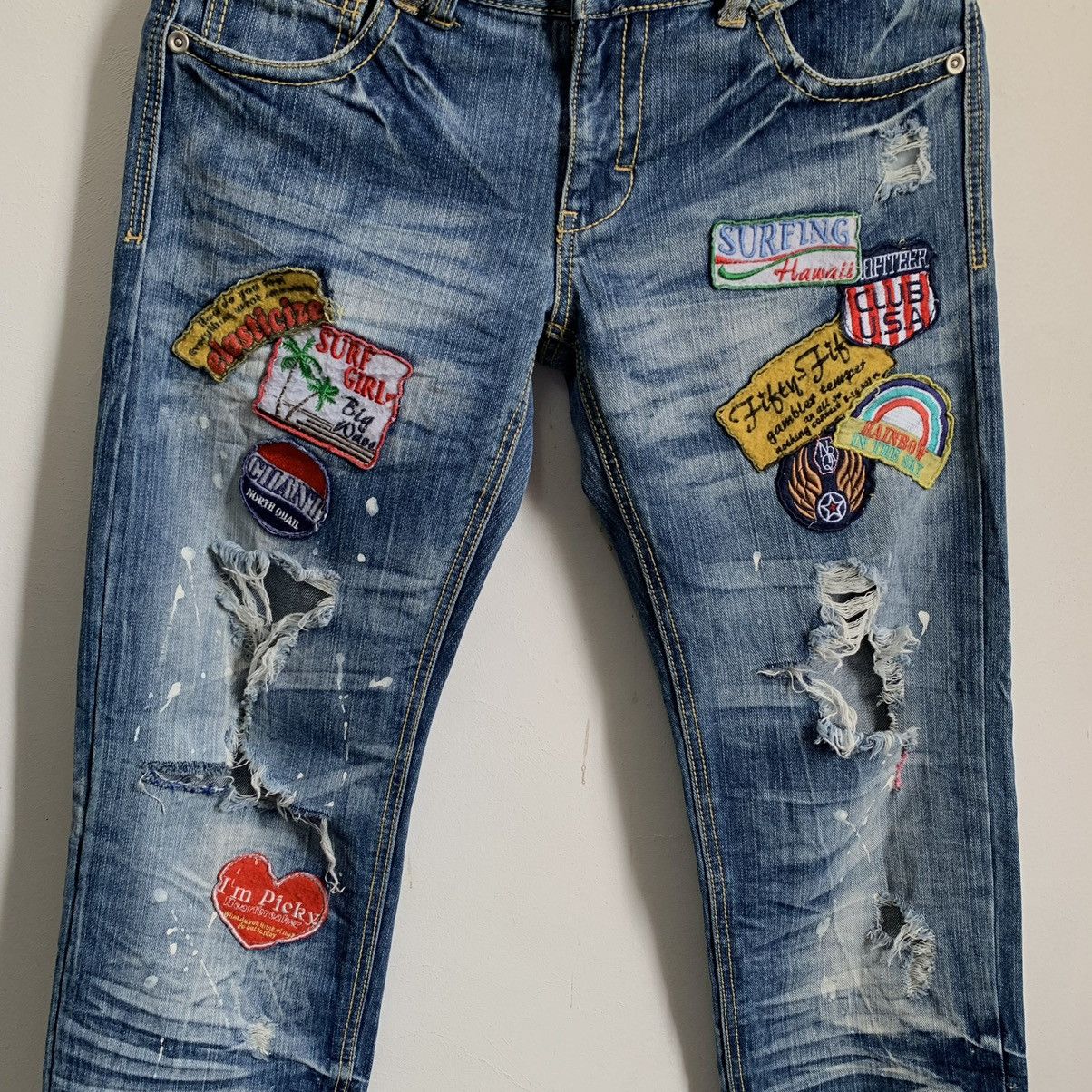 Hysteric Glamour Surf Style Girls Flare Inspired HG Distressed Denim Jeans Size US 32 / EU 48 - 4 Thumbnail