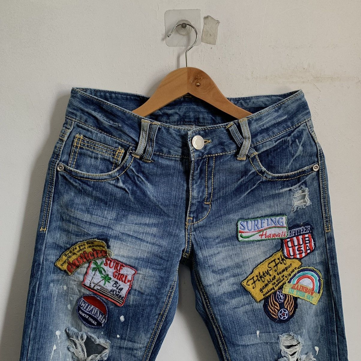 Hysteric Glamour Surf Style Girls Flare Inspired HG Distressed Denim Jeans Size US 32 / EU 48 - 3 Thumbnail