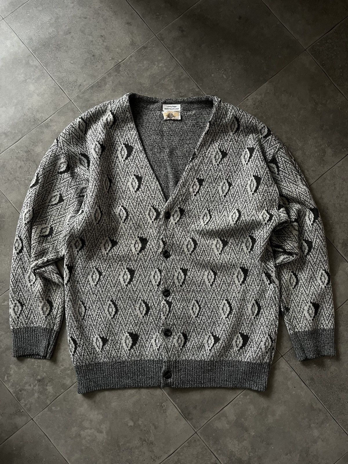 Vintage Grey Wool Cardigan S M
