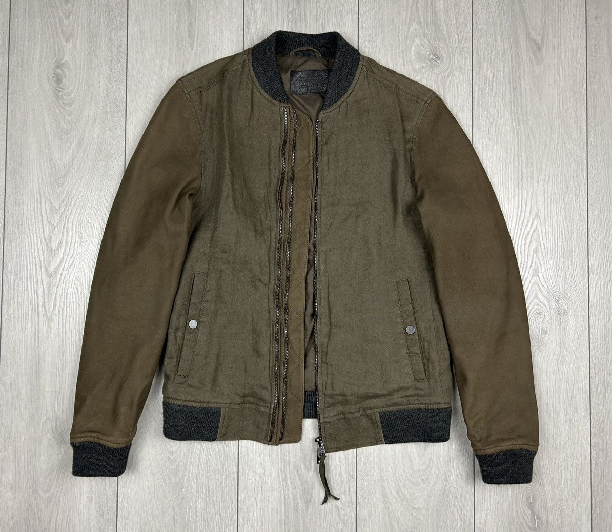 Allsaints AllSaints Bomber Jacket Linen Leather Size US S / EU 44-46 / 1 - 1 Thumbnail