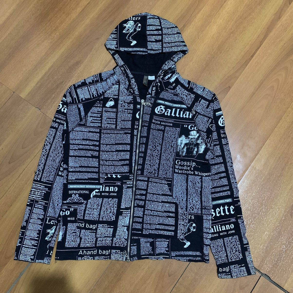 Avant Garde × Designer × John Galliano Vintage John galliano newspaper  print zip up hoodie | Grailed