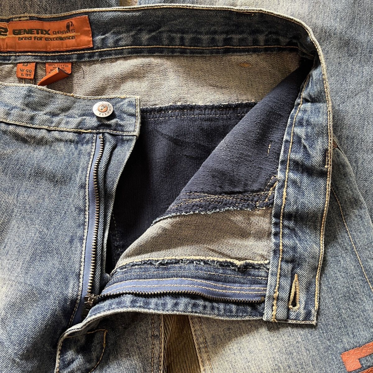 Genetic Denim × Vintage Vintage Genetix Denim G2 Genee Baggy Skategang Streetwear Size US 40 / EU 56 - 3 Thumbnail
